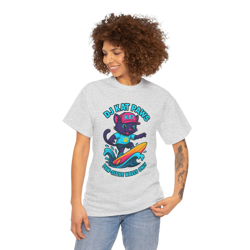DJ KAT PAWS Paw-sitive Waves Only Surfing Tee