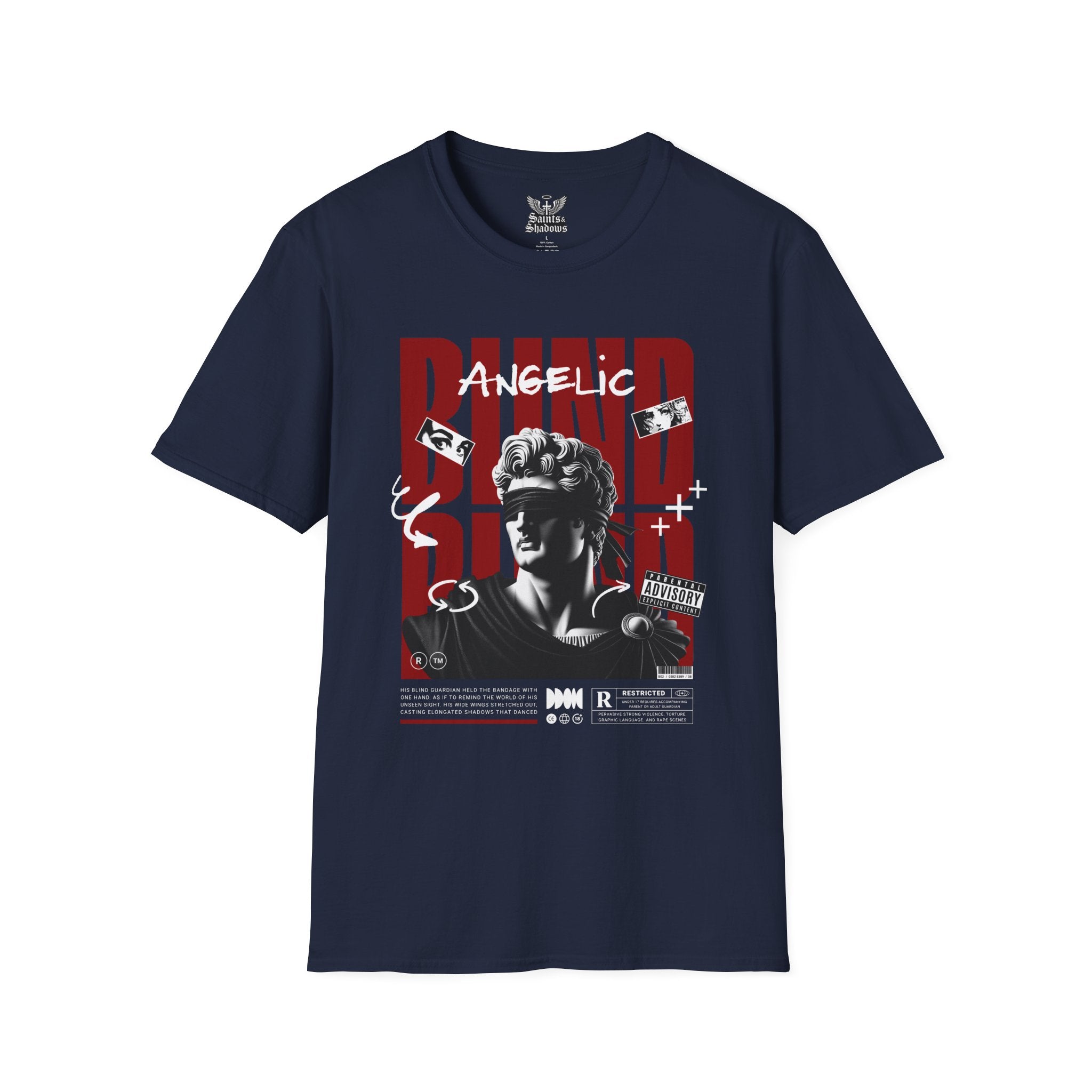 Saints and Shadows - Blind, Angelic Artwork Unisex Softstyle T-Shirt, Casual Wear