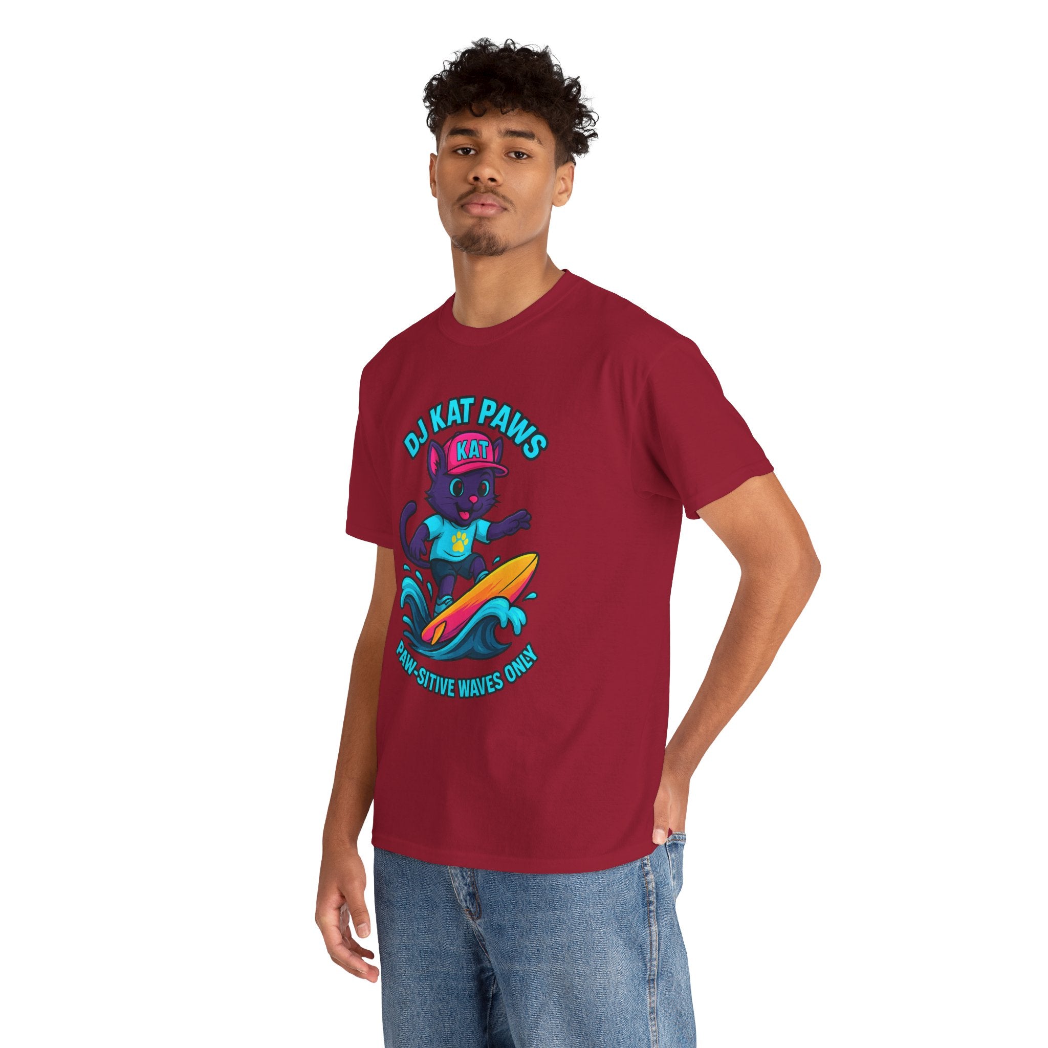 DJ KAT PAWS Paw-sitive Waves Only Surfing Tee