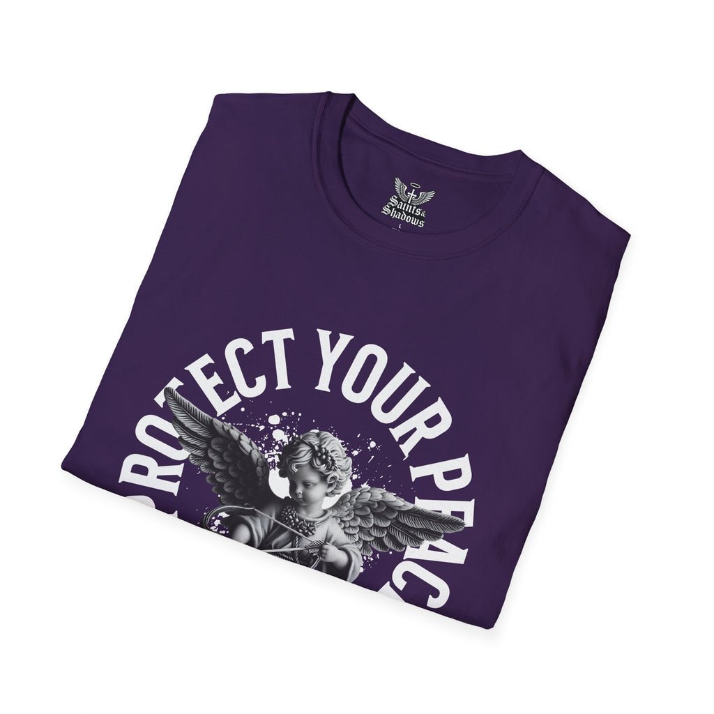 Saints and Shadows - Protect Your Peace, Angelic Artwork Unisex Softstyle T-Shirt, Casual Wear