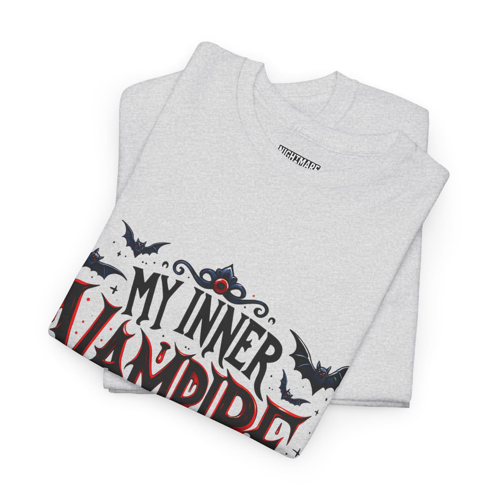 My Inner Vampire Hates Mornings, Tee - Unisex Heavy Cotton Shirt for Halloween, Gifts, Casual Wear, Funny T-Shirt, Vampire Lover Apparel