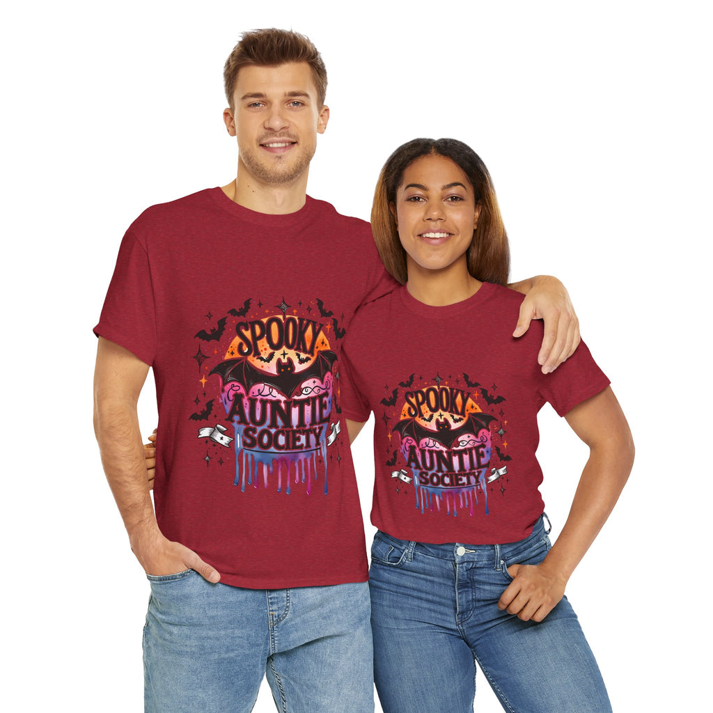 Spooky Auntie Society Tee, Ghost Lovers T-Shirt, Halloween Costume Shirt, Unisex Graphic Tee, Fun Family Gathering Apparel