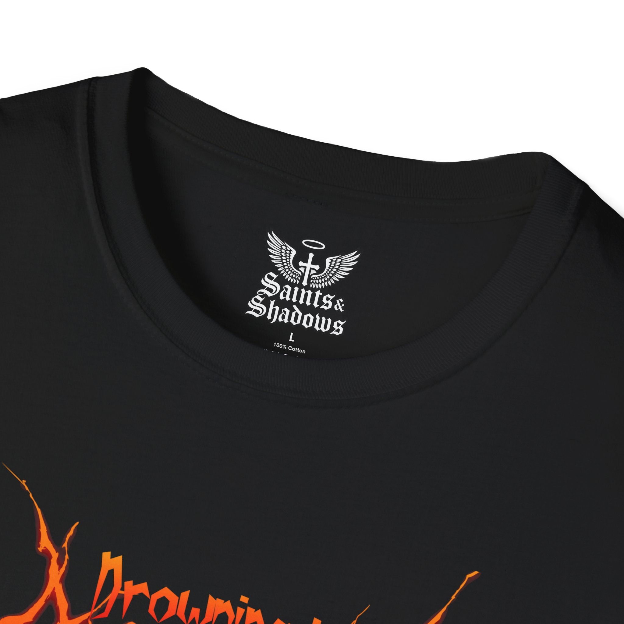 Saints and Shadows -Drowning In Anguish, Angelic Artwork Unisex Softstyle T-Shirt, Casual Wear