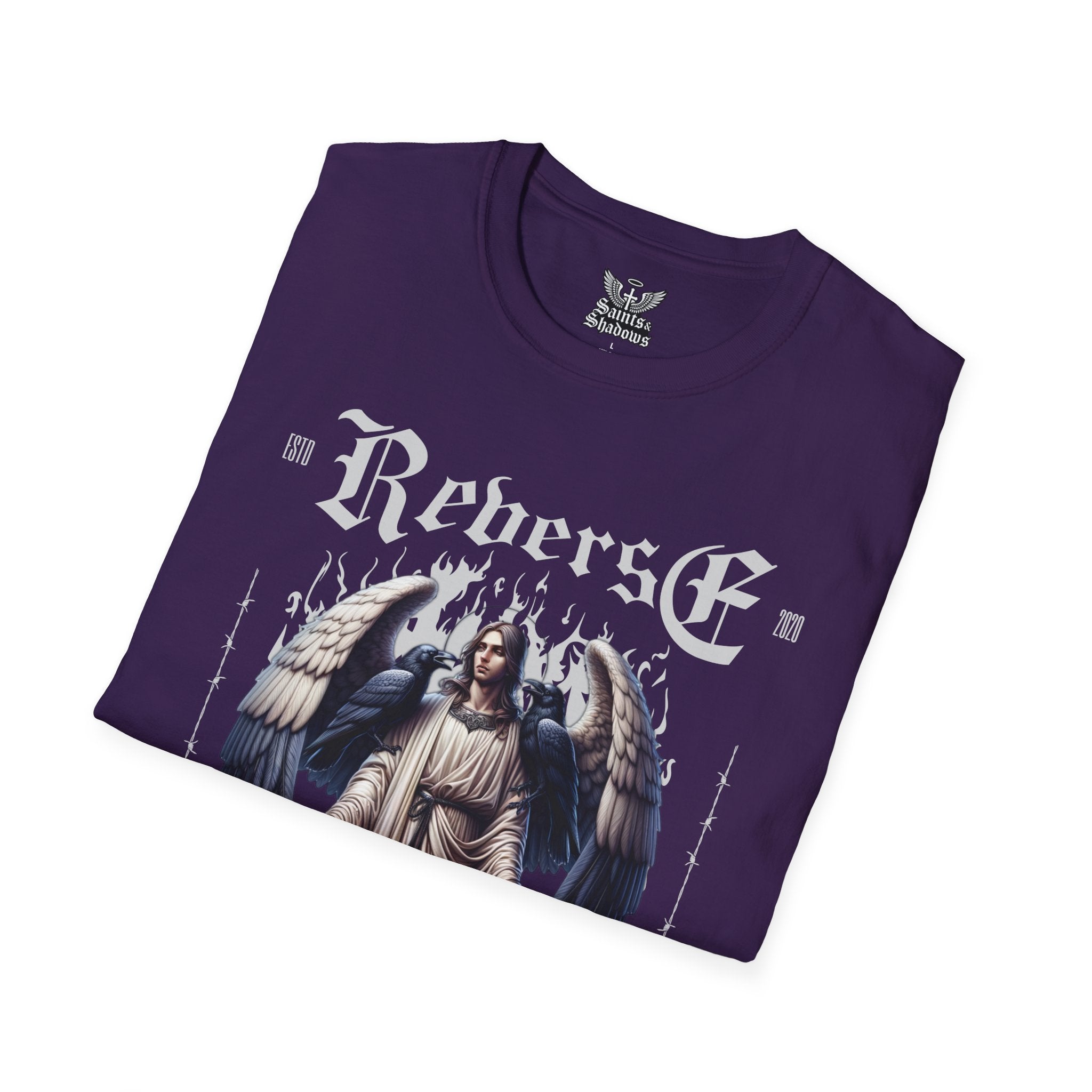 Saints and Shadows - Reverse Centuria, Angelic Artwork Unisex Softstyle T-Shirt, Casual Wear