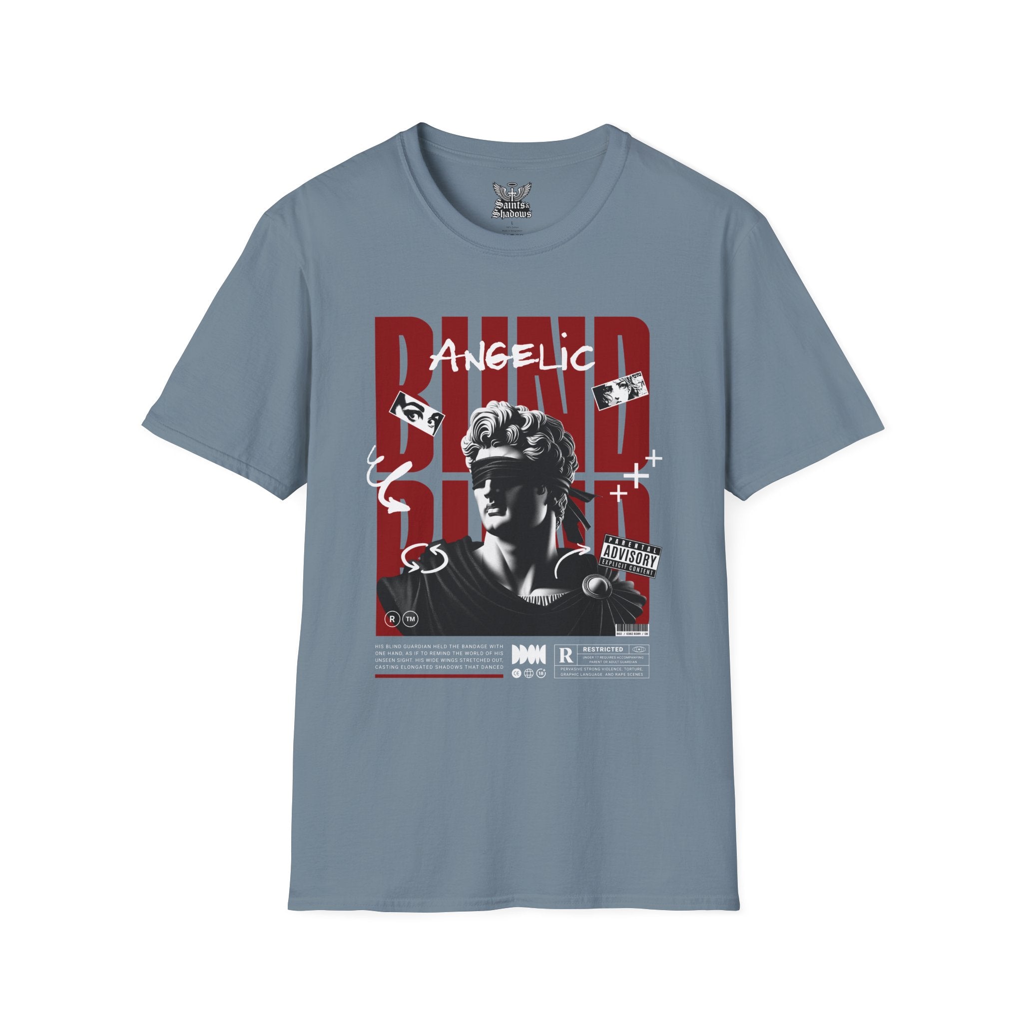 Saints and Shadows - Blind, Angelic Artwork Unisex Softstyle T-Shirt, Casual Wear