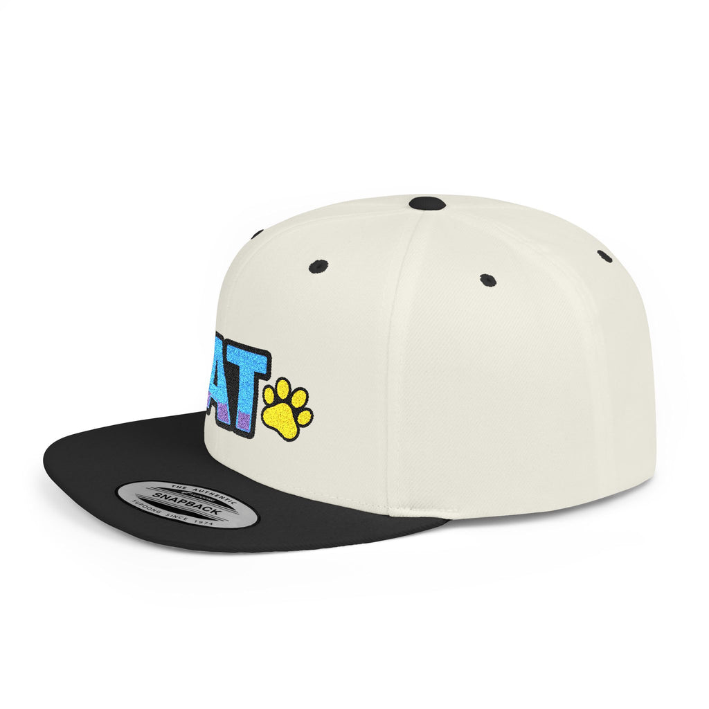 DJ Kat Paws Flat Bill Snapback Hat, Paw Print Cap for Music Lovers and Trendsetters