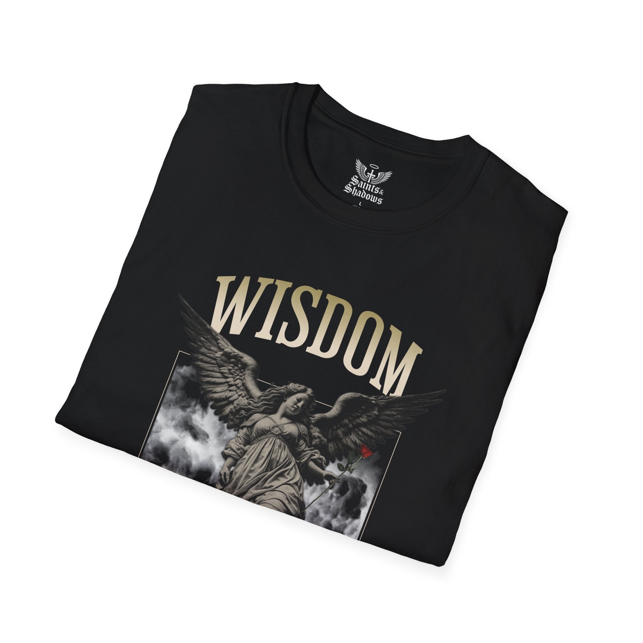 Saints and Shadows - Wisdom, Angelic Artwork Unisex Softstyle T-Shirt, Casual Wear