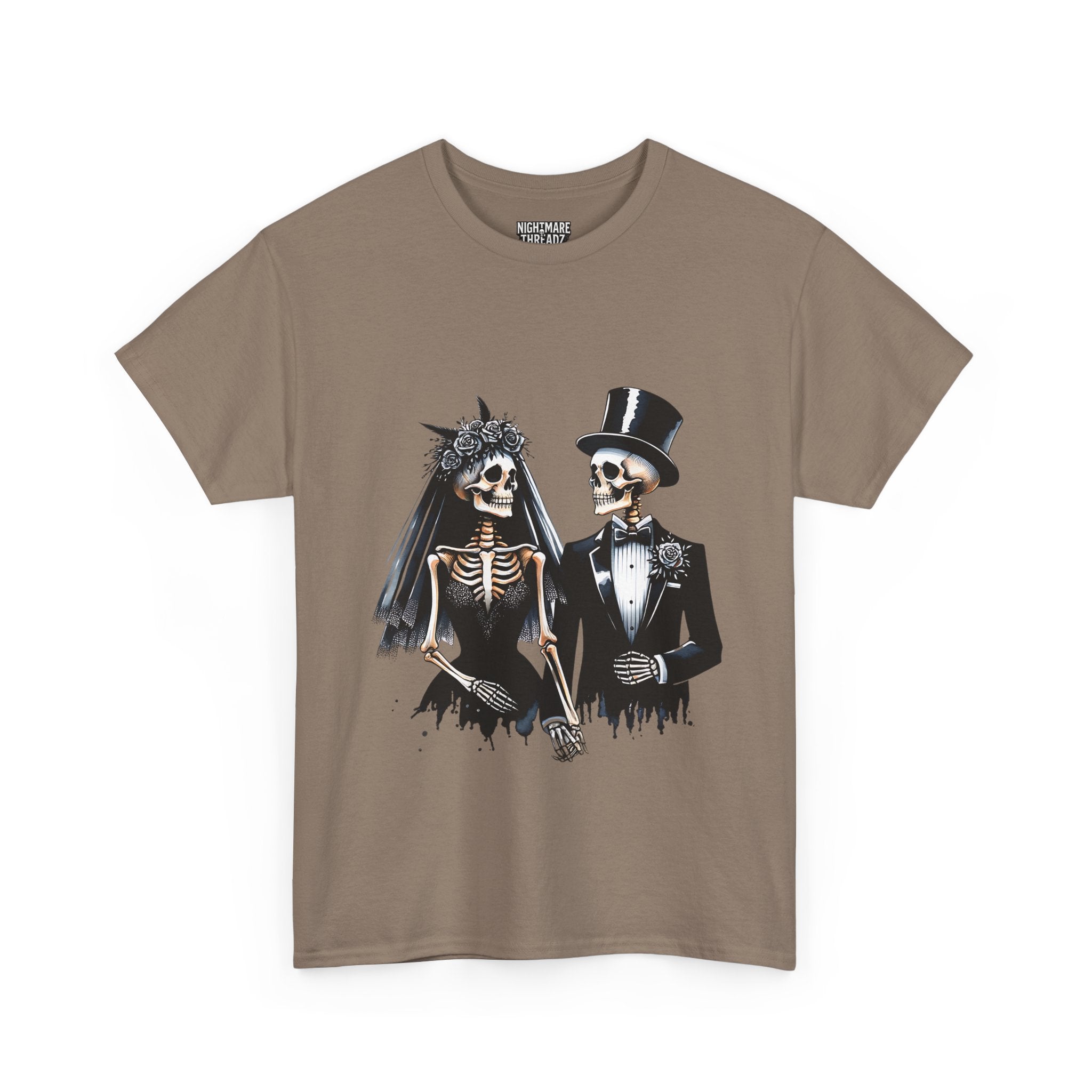 Skeleton Bride and Groom Wedding Tee - Horror Graphic Tee, Unisex Cotton Shirt, Halloween Costume, Horror Movie Gift, Spooky T-Shirt, Horror Fan Apparel