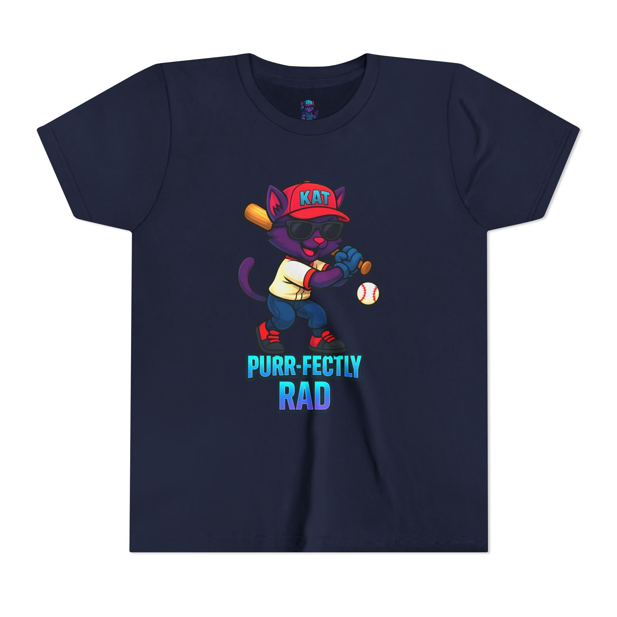 DJ KAT PAWS – Purr-fectly Rad Baseball Youth Tee | Fun Kids Graphic Shirt, Cool Cat Design, Perfect for Birthdays, Playdates & Sports Events