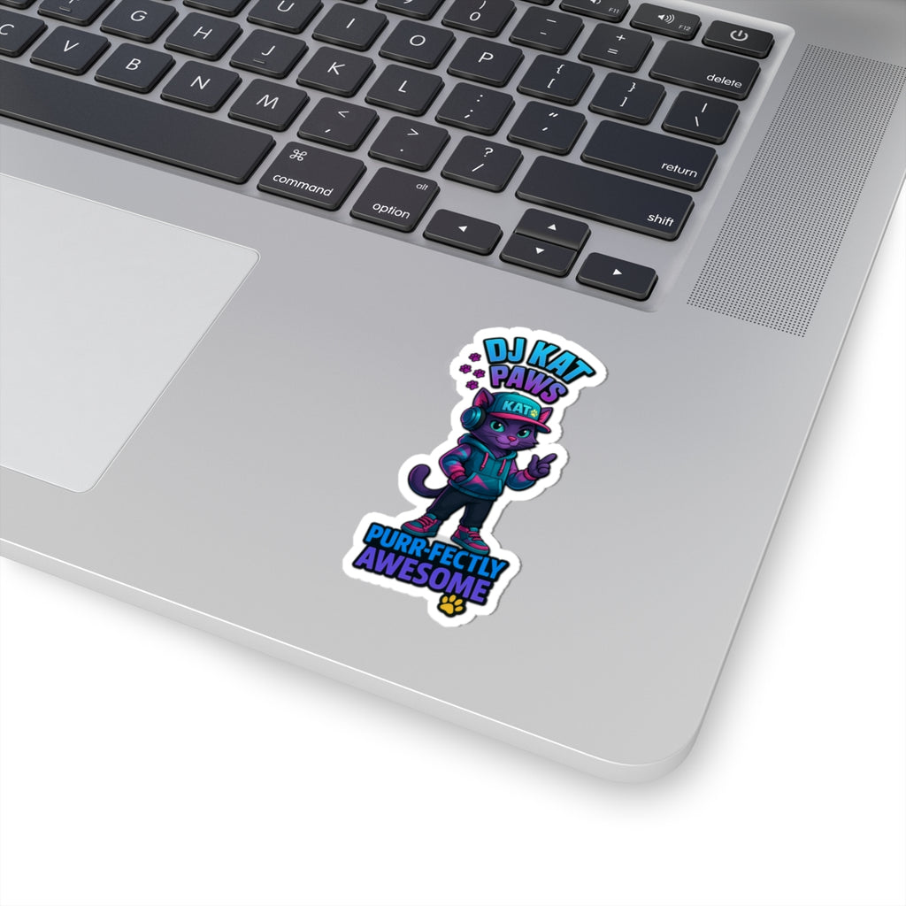 DJ KAT PAWS - Purr-fectly Awesome | Laptop Stickers, Pet Lover Gift, Indie Art, Fun & Quirky Stickers