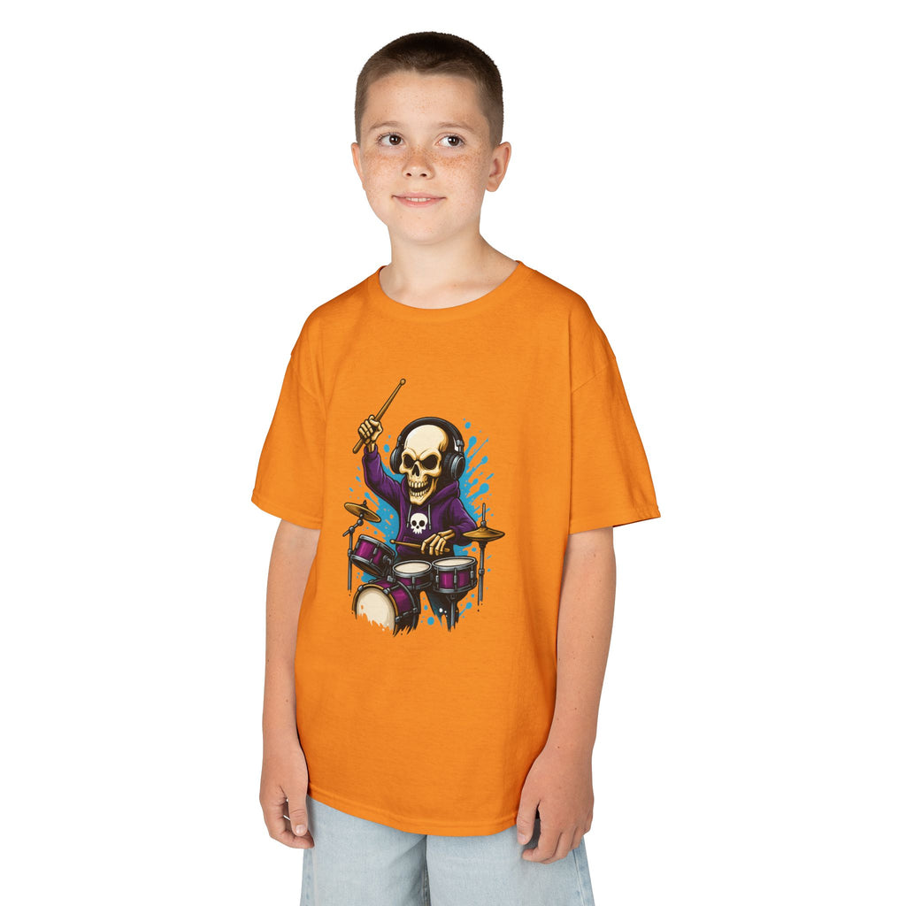 Bone Jams MC Bonez Kids Tee | Drummer Edition | Halloween Costume, Birthday Gift & Drop Dead Beats Apparel