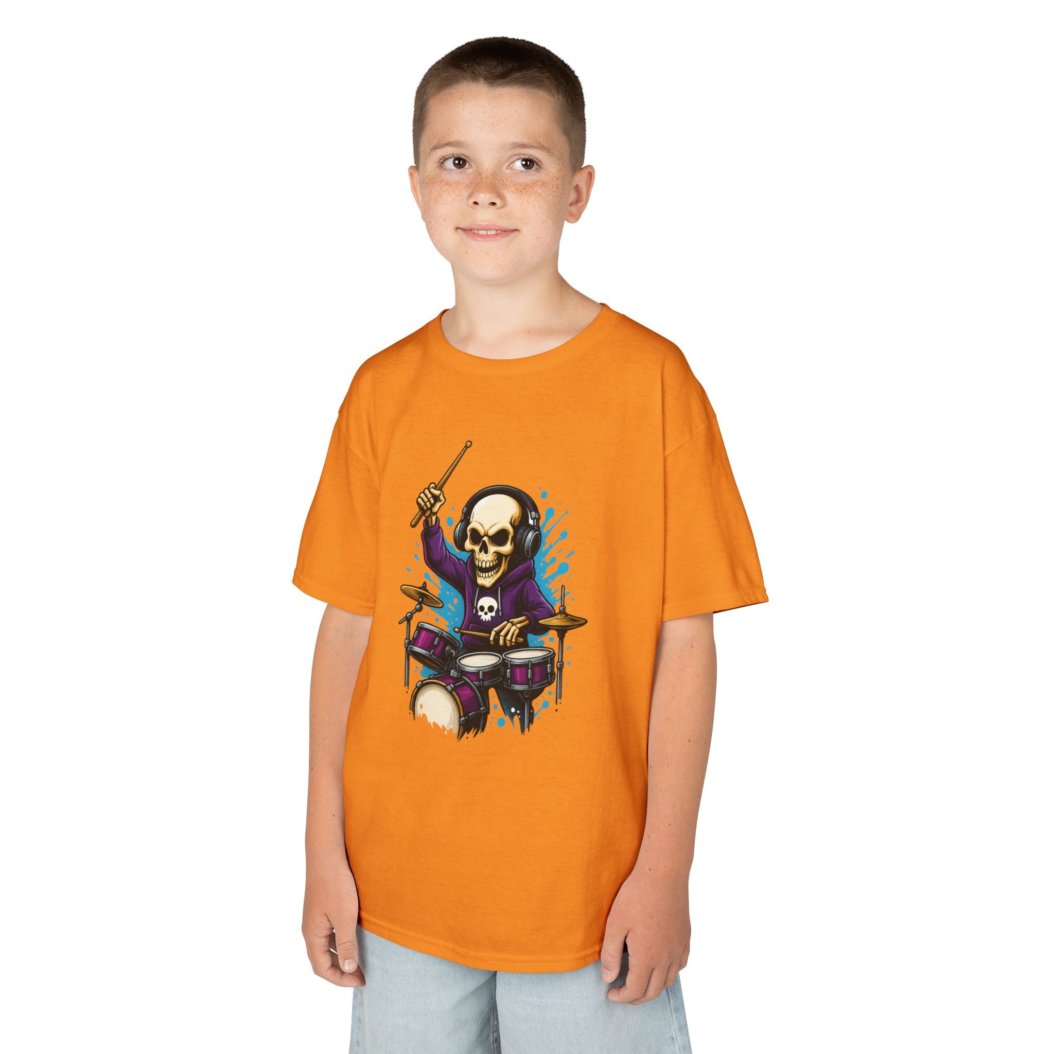 Bone Jams MC Bonez Kids Tee | Drummer Edition | Halloween Costume, Birthday Gift & Drop Dead Beats Apparel