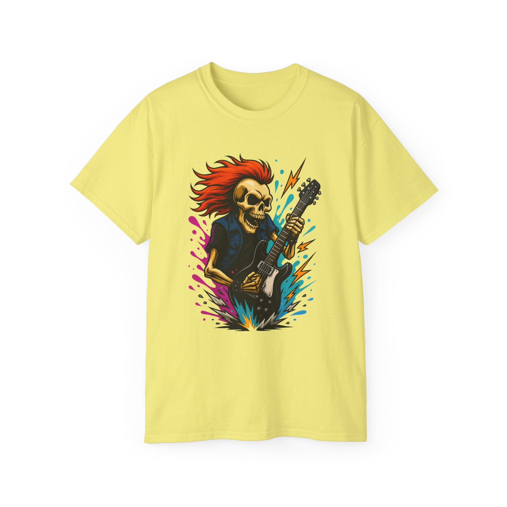 Rockin' Skull T-Shirt - Perfect for Music Lovers, Festival Gear, Halloween, Gift for Musicians, Vintage Band Tee, Casual Wear