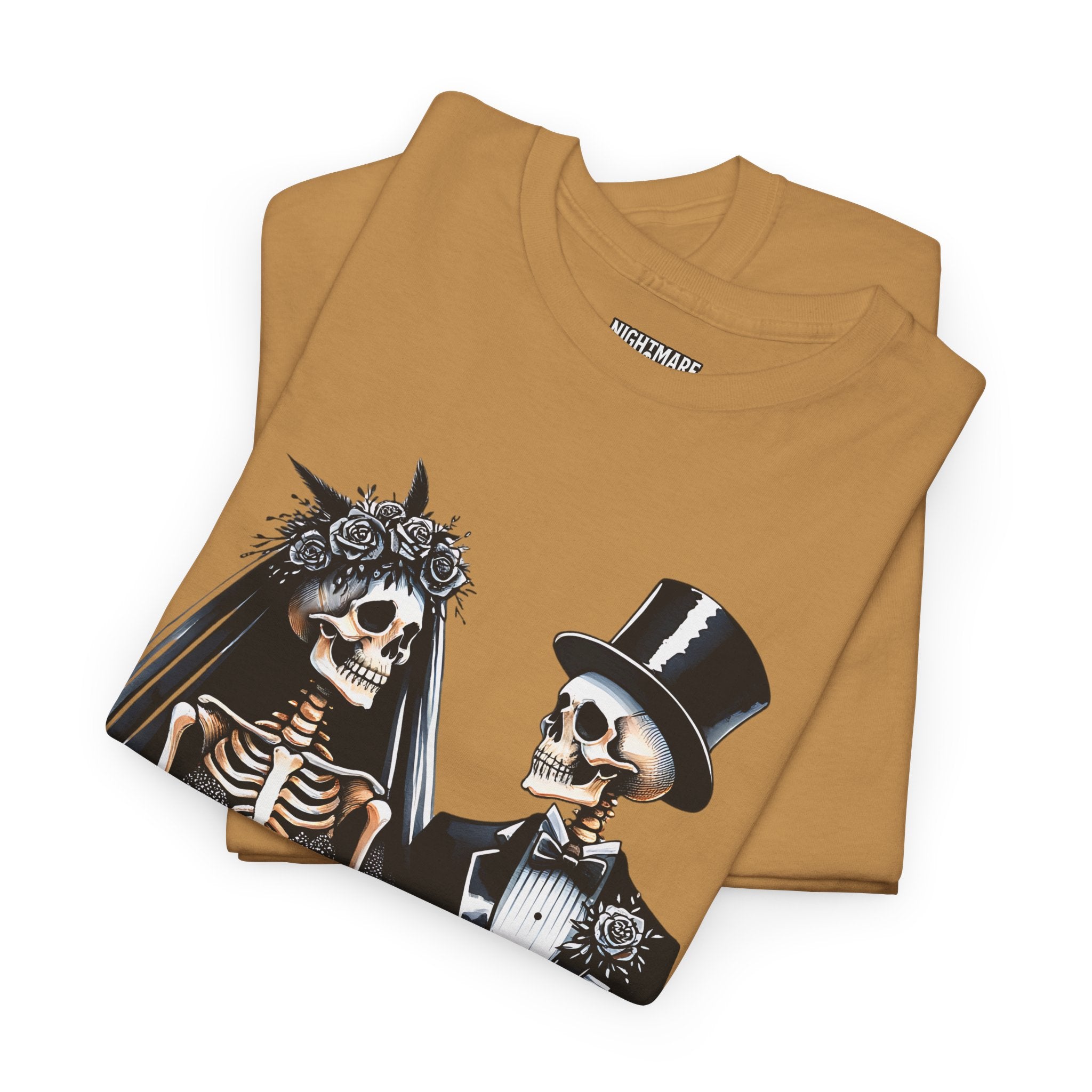 Skeleton Bride and Groom Wedding. Til Death, Tee - Horror Graphic Tee, Unisex Cotton Shirt, Halloween Costume, Horror Movie Gift, Spooky T-Shirt, Horror Fan Apparel
