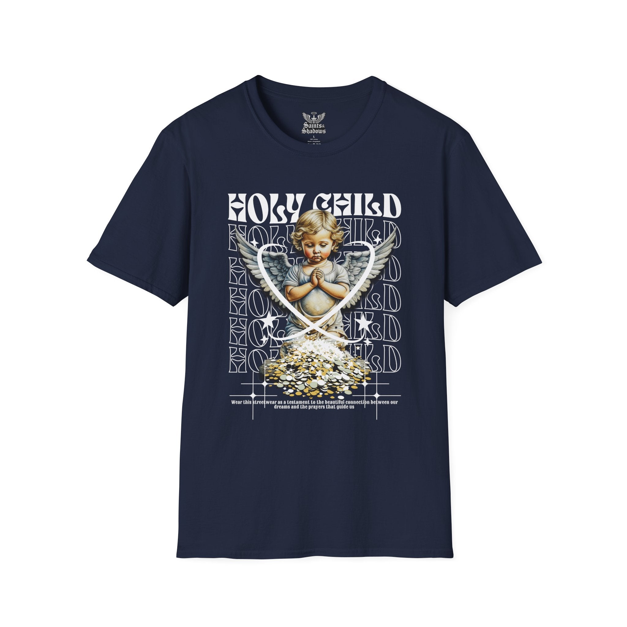 Saints and Shadows - Holy Child, Angelic Artwork Unisex Softstyle T-Shirt, Casual Wear
