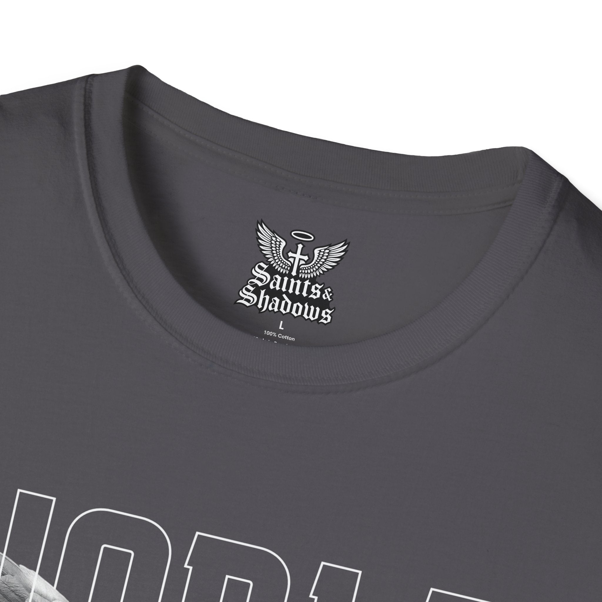 Saints and Shadows - Noble, Angelic Artwork Unisex Softstyle T-Shirt, Casual Wear