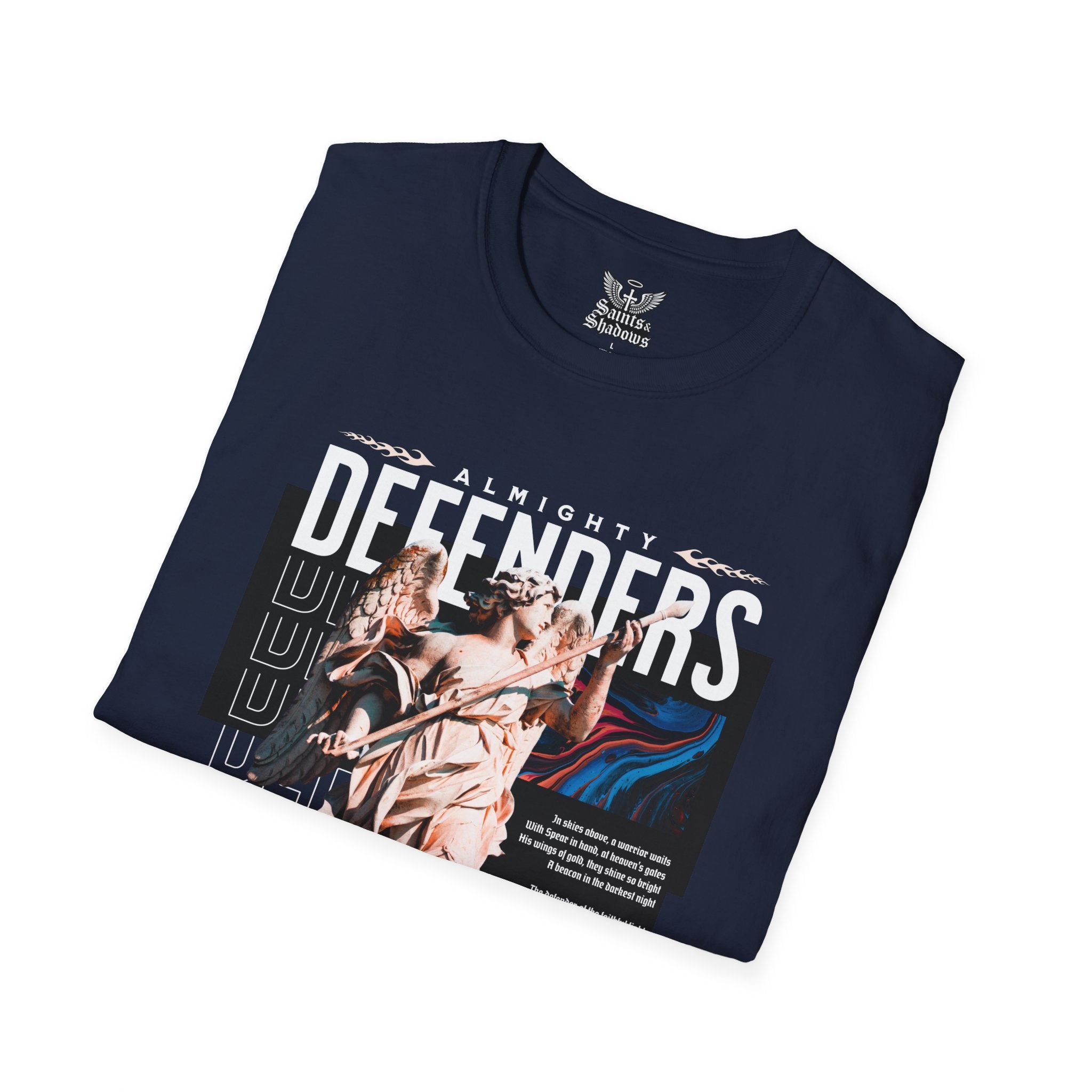 Saints and Shadows - Almighty Defenders, Angelic Artwork Unisex Softstyle T-Shirt, Casual Wear