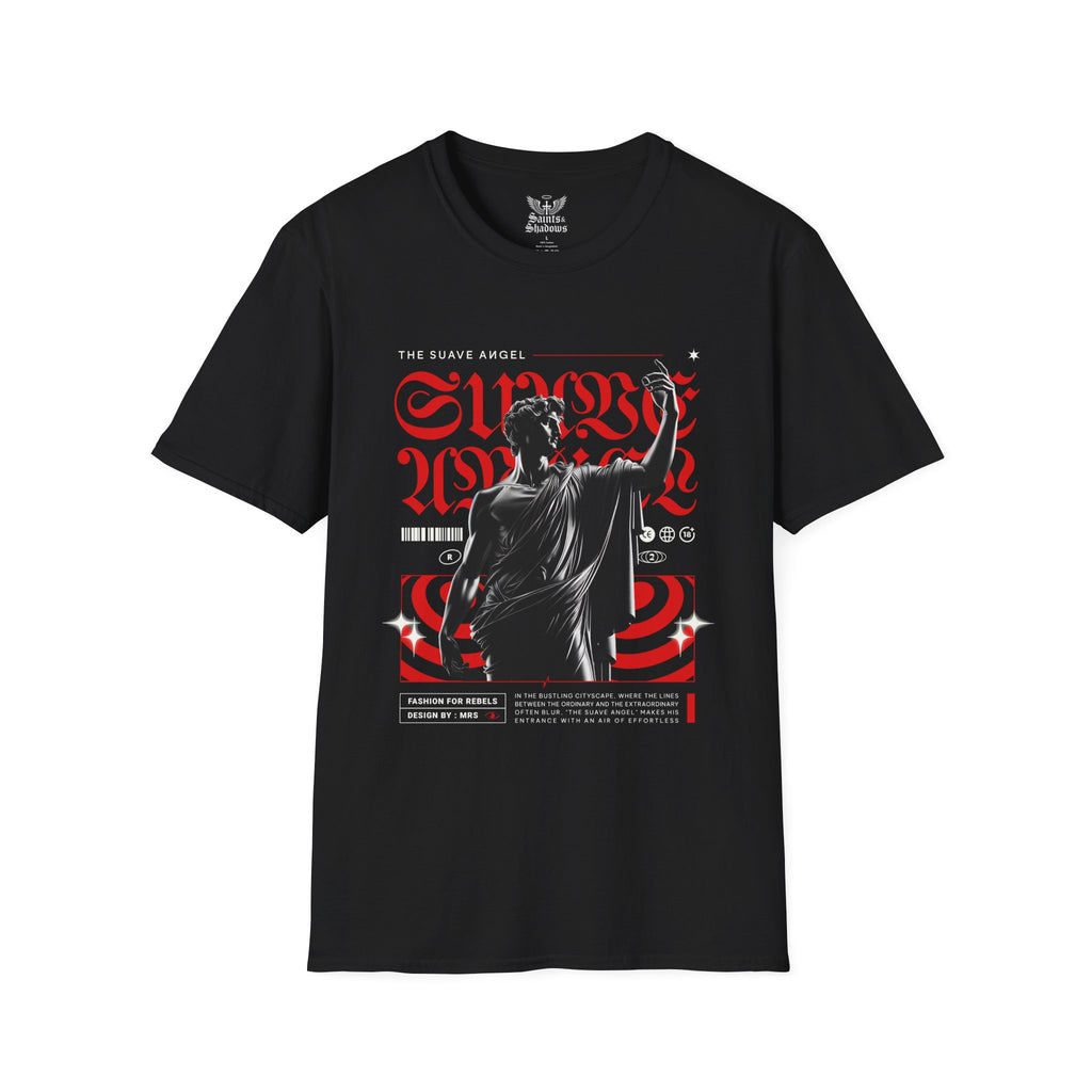 Saints and Shadows - The Suave Angel, Angelic Artwork Unisex Softstyle T-Shirt, Casual Wear