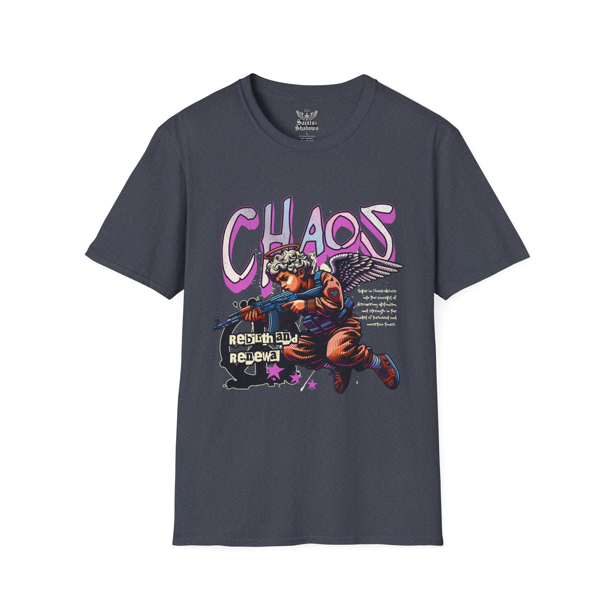 Saints and Shadows - Chaos, Angelic Artwork Unisex Softstyle T-Shirt, Casual Wear