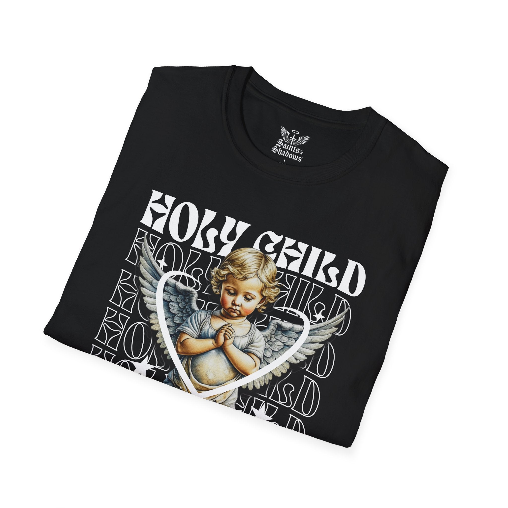 Saints and Shadows - Holy Child, Angelic Artwork Unisex Softstyle T-Shirt, Casual Wear