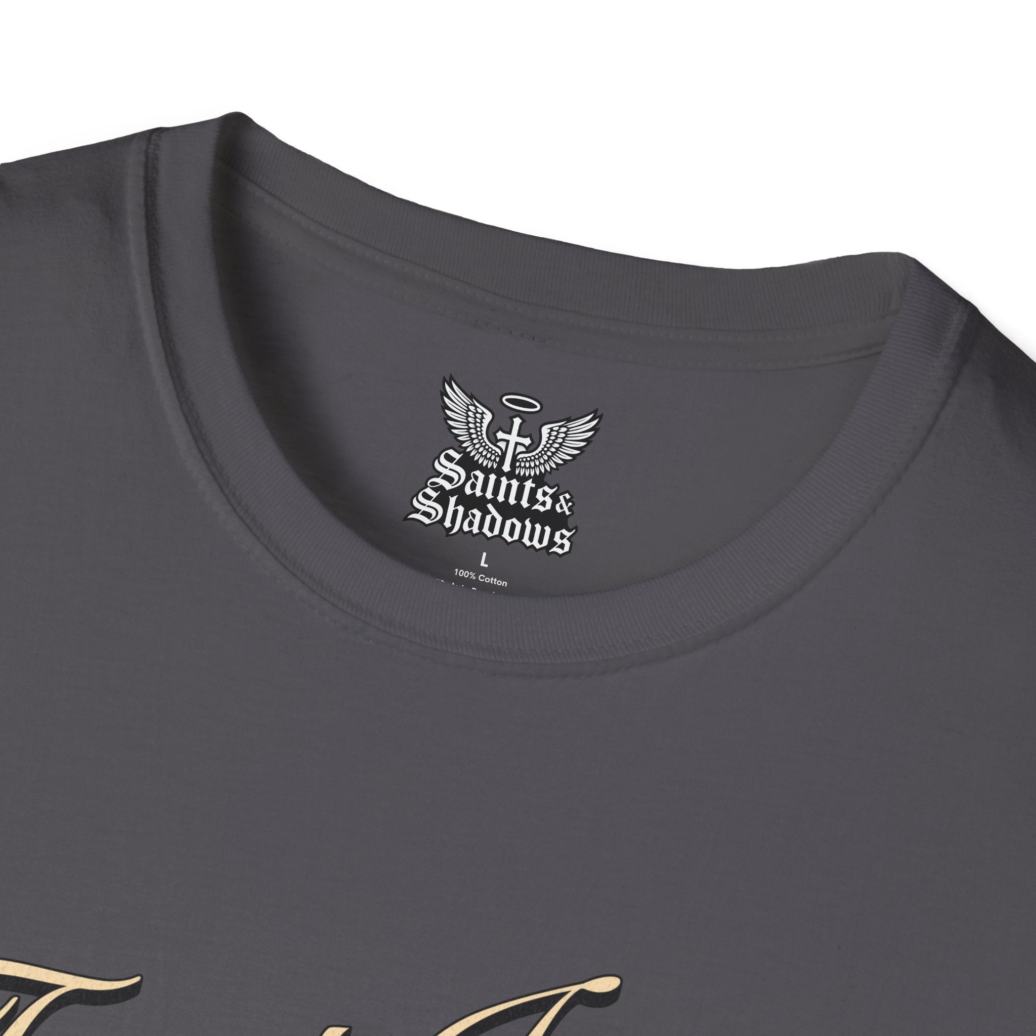 Saints and Shadows - Trust Issue, Angelic Artwork Unisex Softstyle T-Shirt, Casual Wear