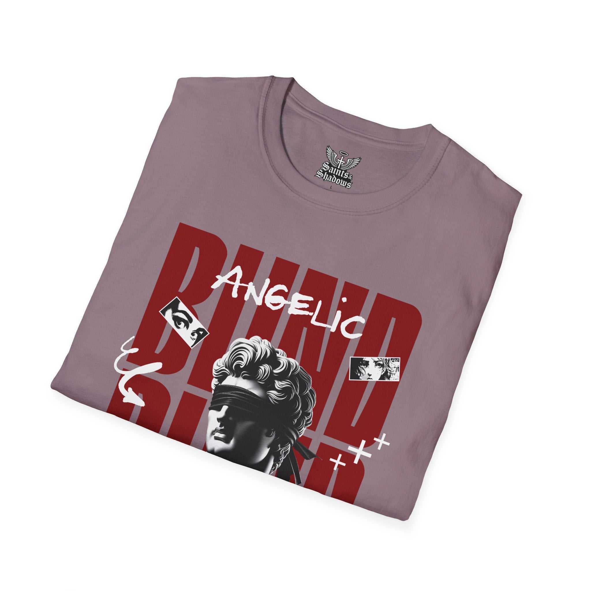 Saints and Shadows - Blind, Angelic Artwork Unisex Softstyle T-Shirt, Casual Wear