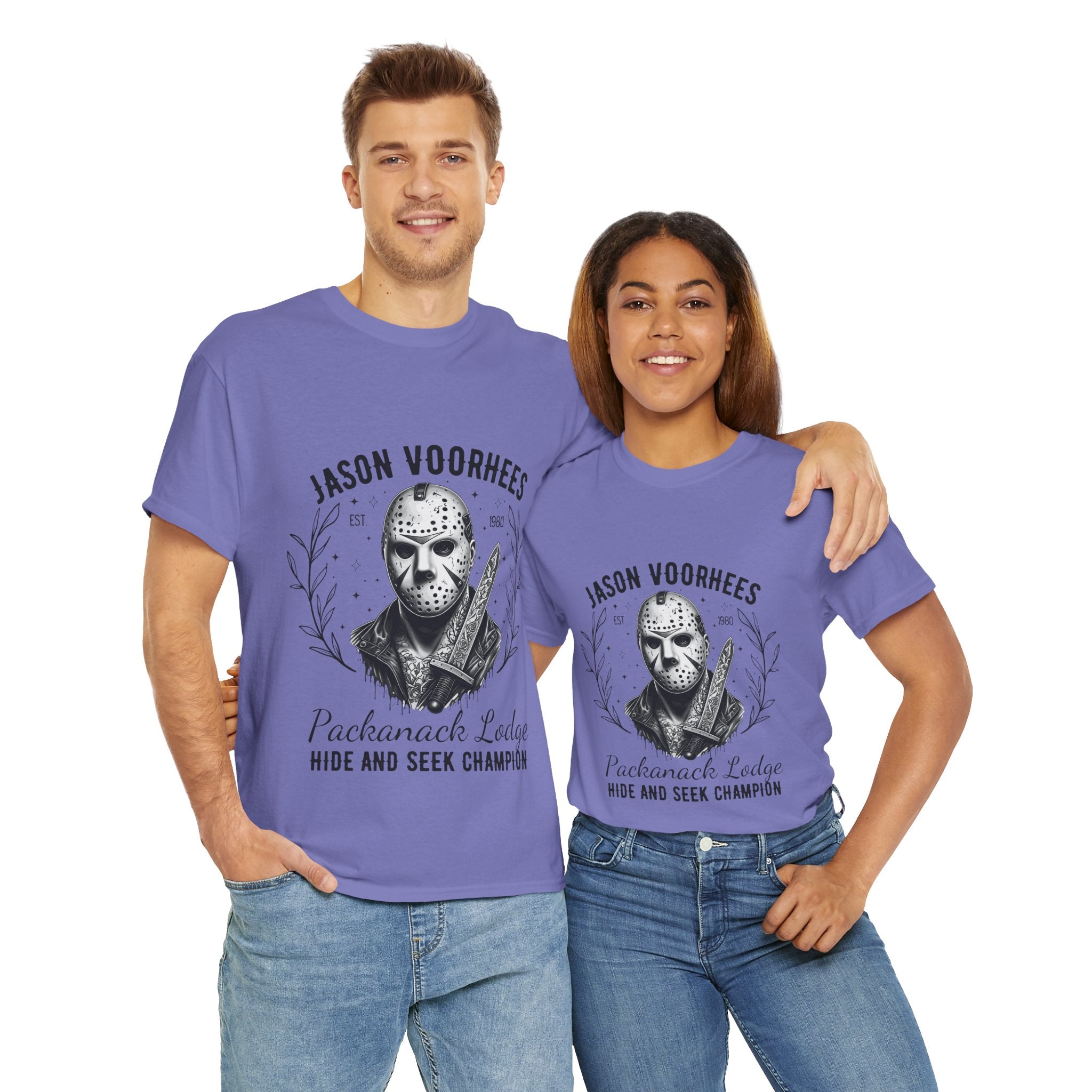 Jason Voorhees 'Hide and Seek Champion'  - Horror Graphic Tee, Unisex Cotton Shirt, Halloween Costume, Horror Movie Gift, Spooky T-Shirt, Horror Fan Apparel