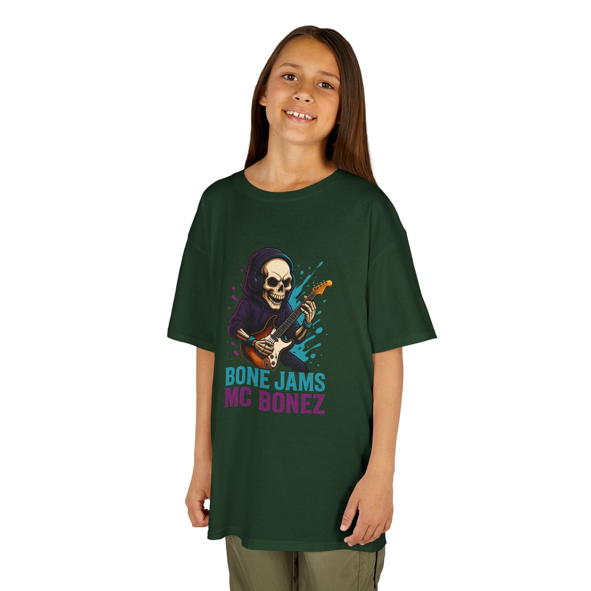 Bone Jams MC Bonez, Kids Tee | Guitar Edition | Cool Graphic Tee, Music Fan Shirt, Unique Gift for Young Musicians