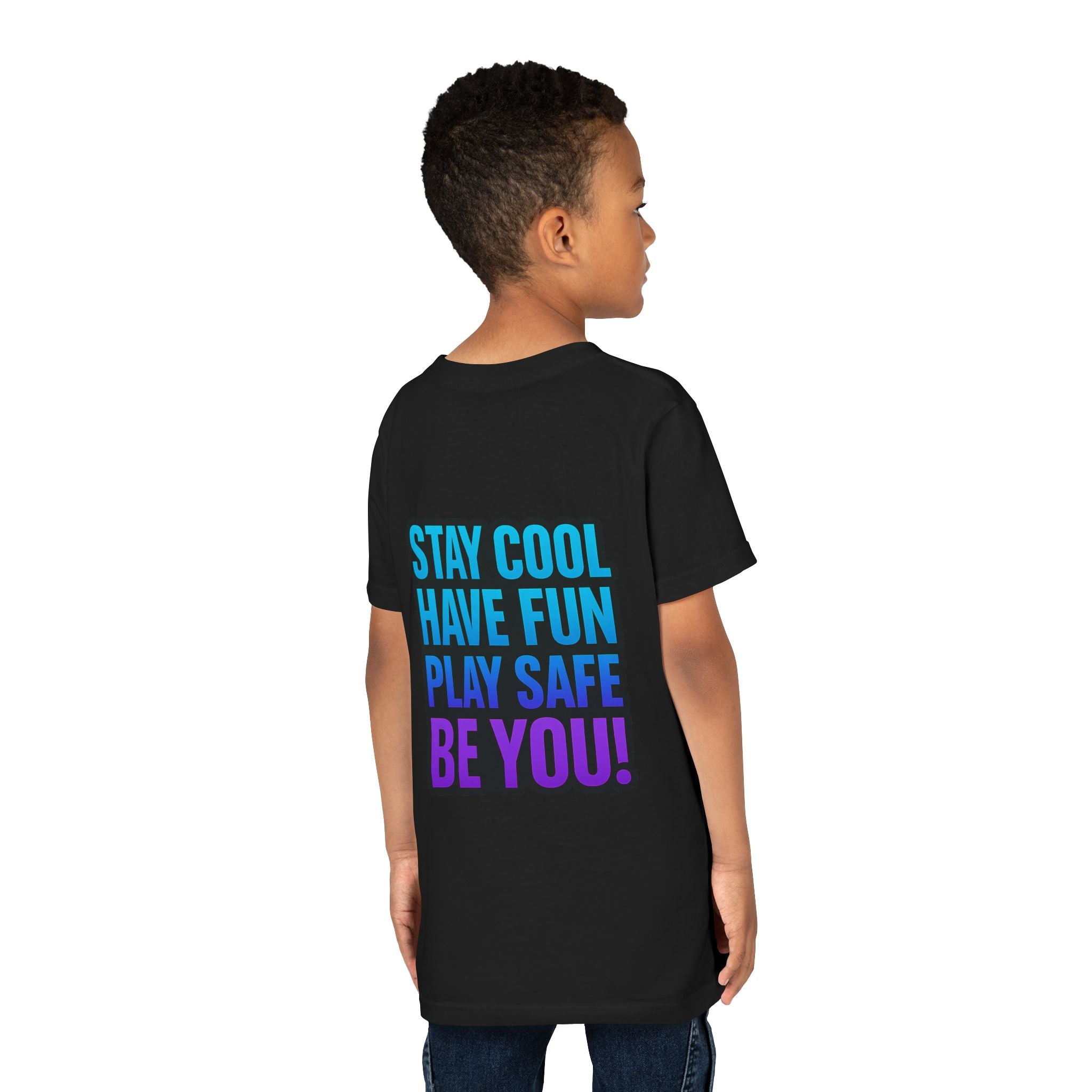 DJ KAT PAWS Paw-Sitive Waves Only, Youth Tee | Kids Surfing T-Shirt, Fun Cat Graphic Top, Summer Apparel, Gifts for Animal Lovers