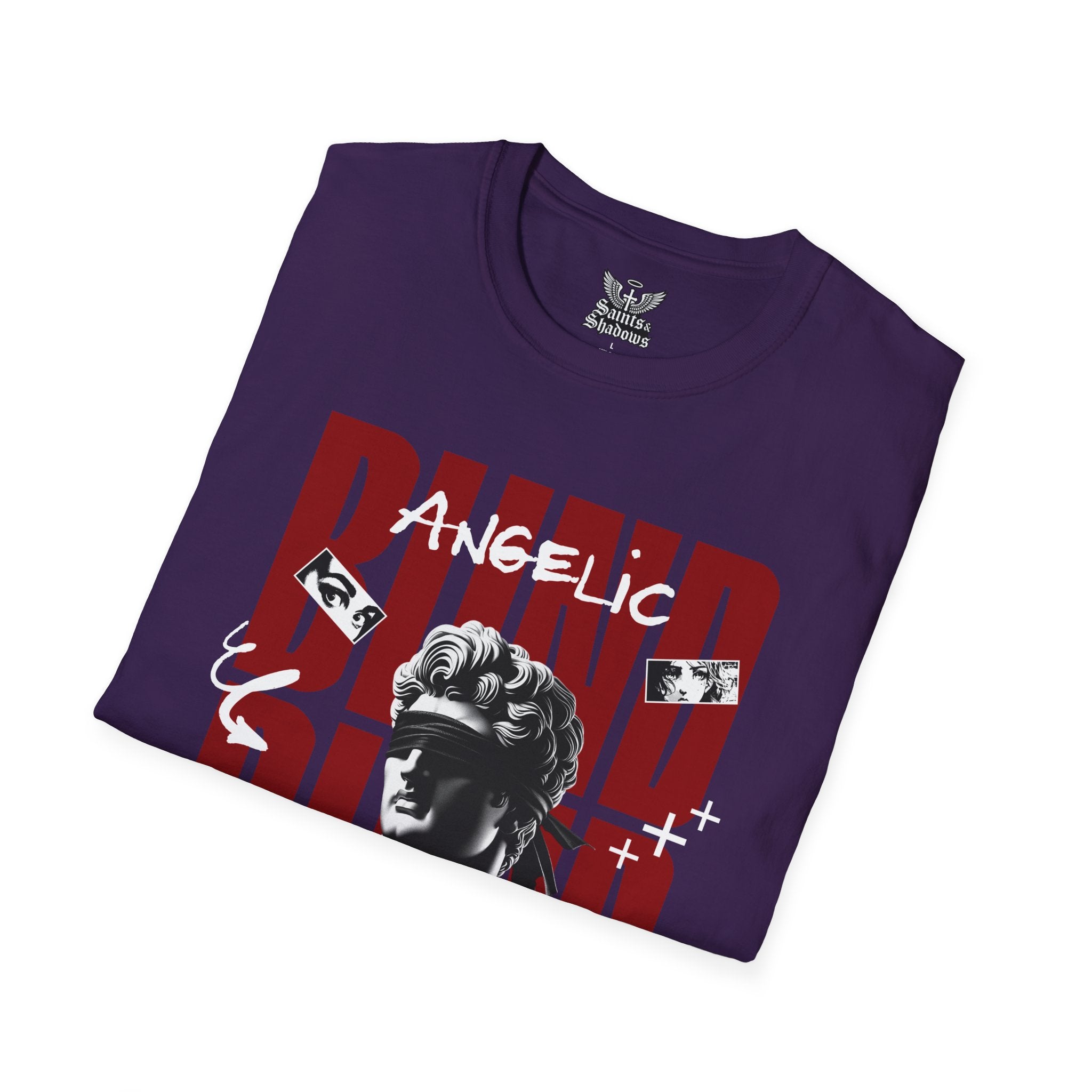 Saints and Shadows - Blind, Angelic Artwork Unisex Softstyle T-Shirt, Casual Wear