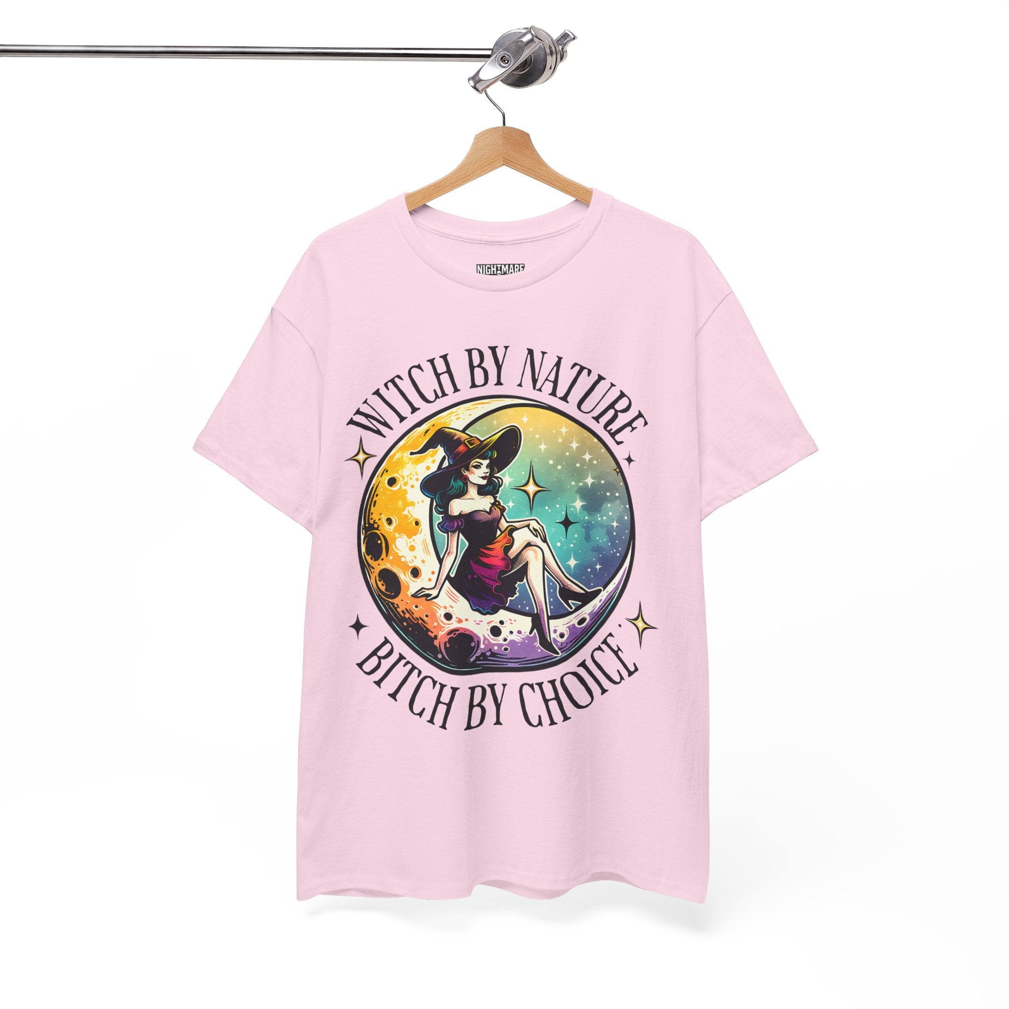 Witchy Cotton Tee - "Witch by Nature, Bitch by Choice" | Unisex Tee for Spooky Season, Boho Fashion, Festival Wear, Gift for Witches
