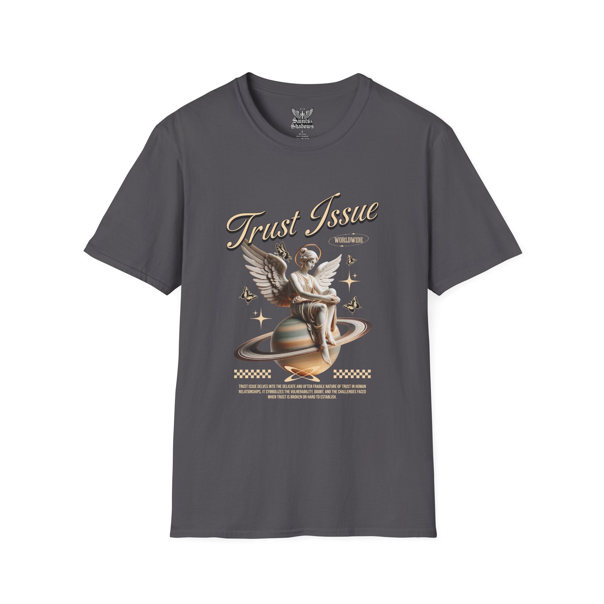 Saints and Shadows - Trust Issue, Angelic Artwork Unisex Softstyle T-Shirt, Casual Wear