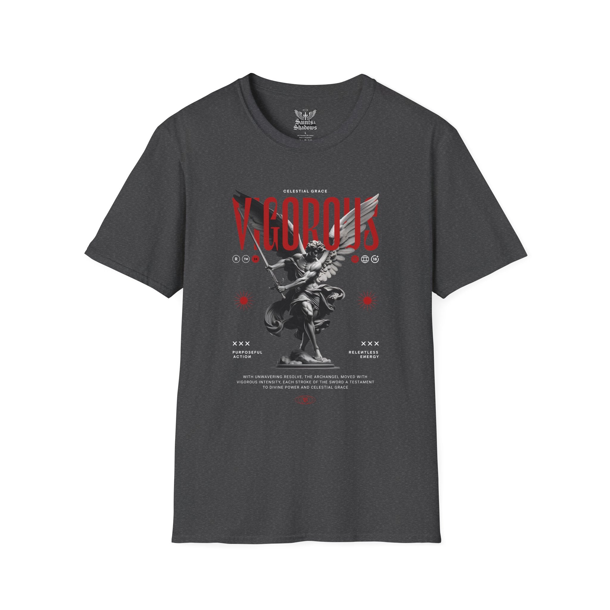 Saints and Shadows - Vigorous, Angelic Artwork Unisex Softstyle T-Shirt, Casual Wear