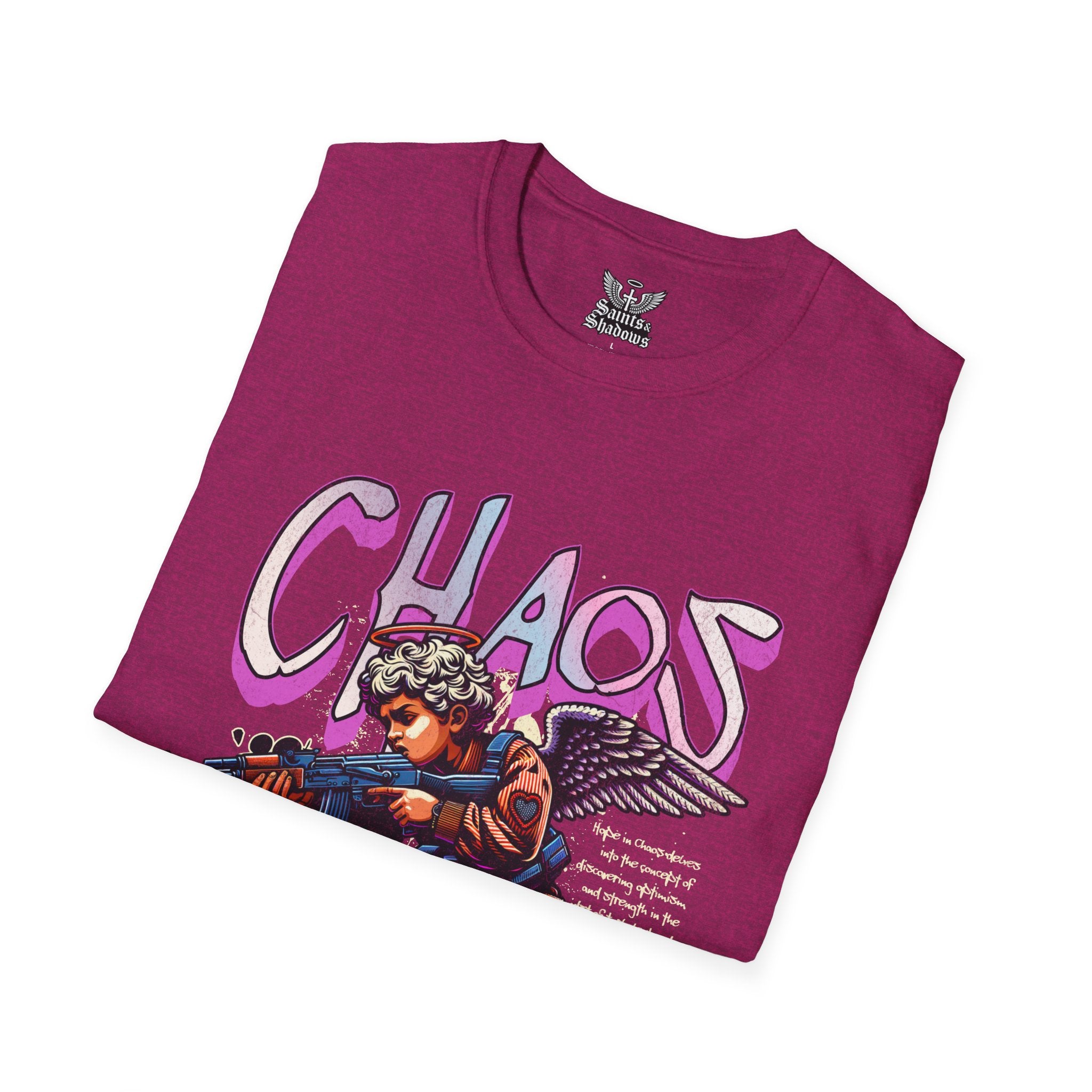 Saints and Shadows - Chaos, Angelic Artwork Unisex Softstyle T-Shirt, Casual Wear