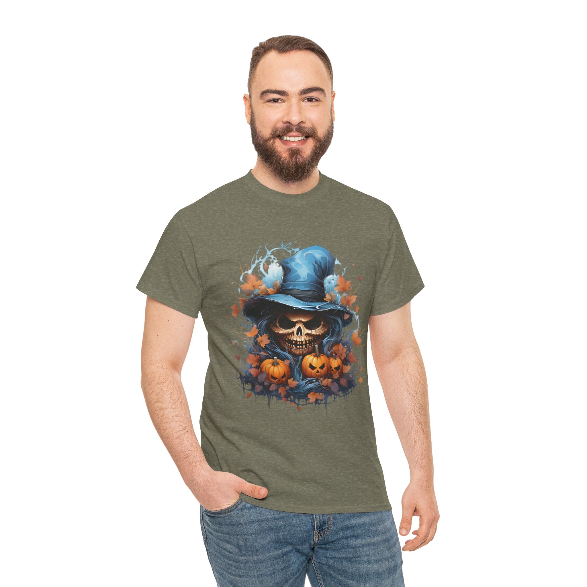 Skull Witch Unhappy Halloween Tee - Halloween Shirt, Spooky Tee, Pumpkin Shirt, Fall Apparel, Costume Top
