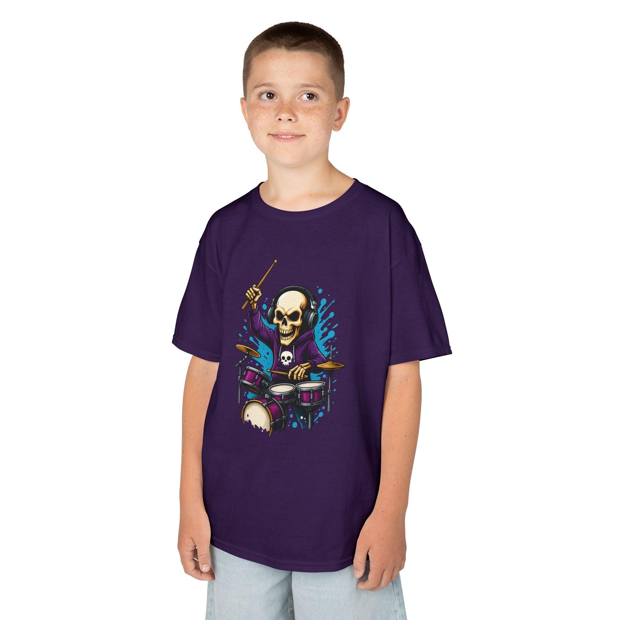 Bone Jams MC Bonez Kids Tee | Drummer Edition | Halloween Costume, Birthday Gift & Drop Dead Beats Apparel
