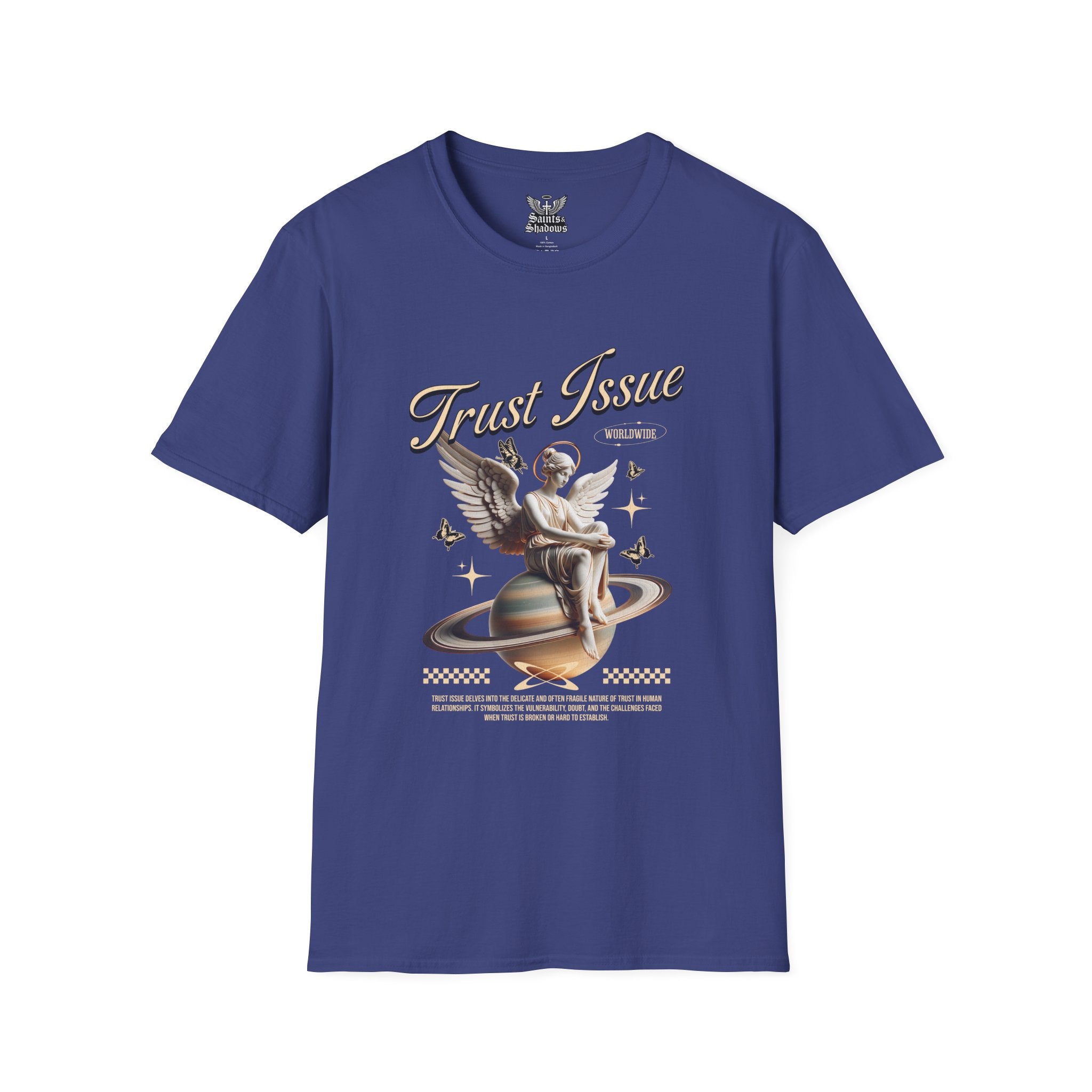 Saints and Shadows - Trust Issue, Angelic Artwork Unisex Softstyle T-Shirt, Casual Wear