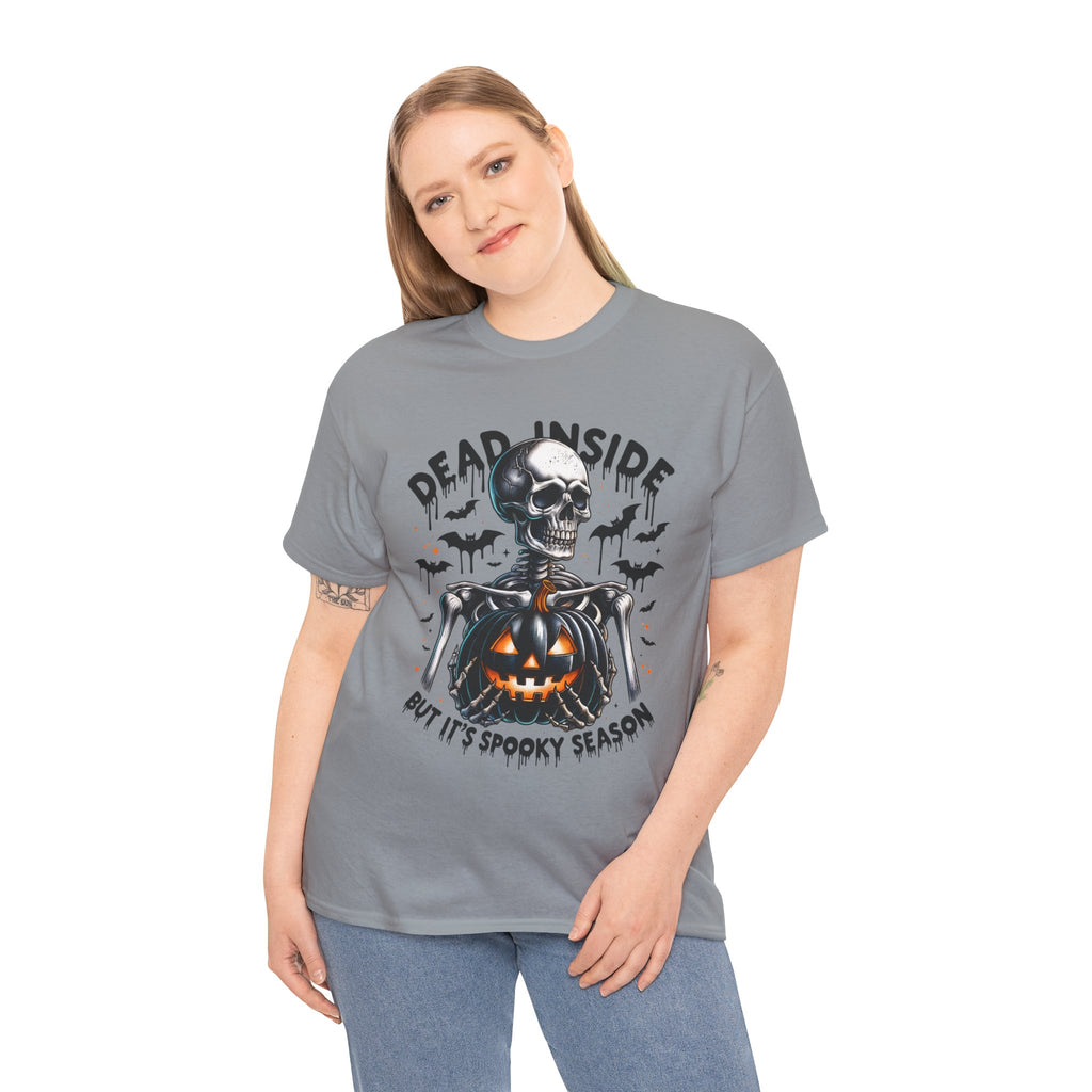 Dead Inside, Spooky Season Tee, Unisex Heavy Cotton T-Shirt, Halloween Shirt, Fun Casual Wear, Graphic Tee, Gift for Halloween Lovers