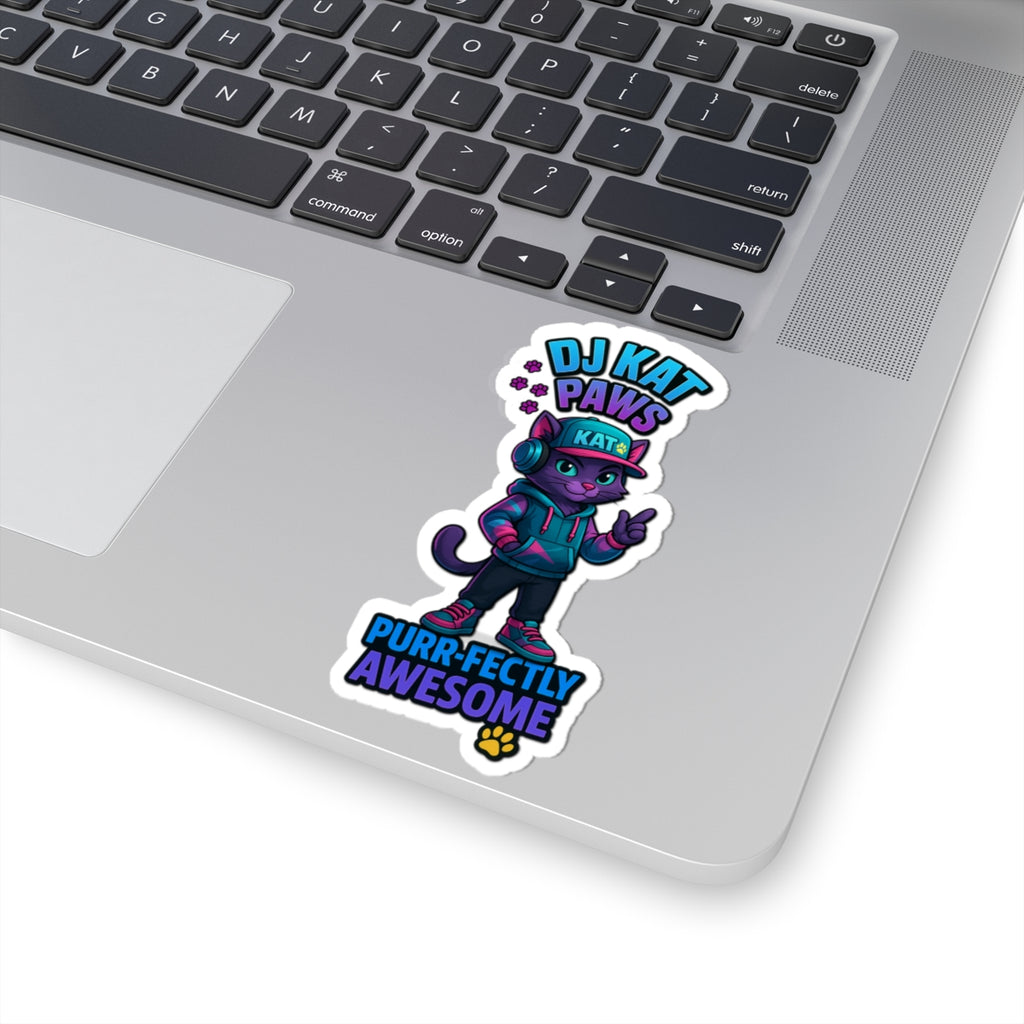 DJ KAT PAWS - Purr-fectly Awesome | Laptop Stickers, Pet Lover Gift, Indie Art, Fun & Quirky Stickers