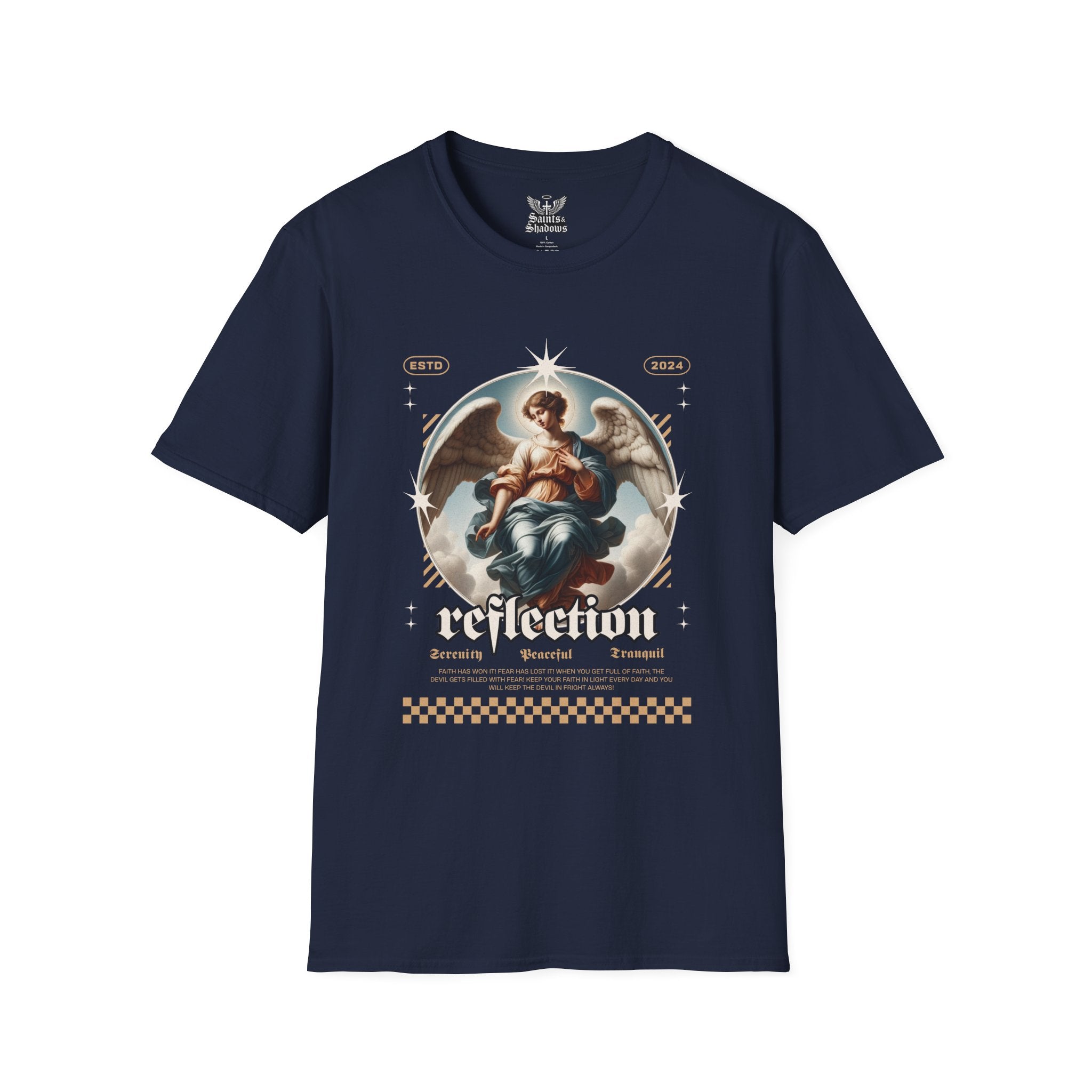 Saints and Shadows - Reflection, Angelic Artwork Unisex Softstyle T-Shirt, Casual Wear