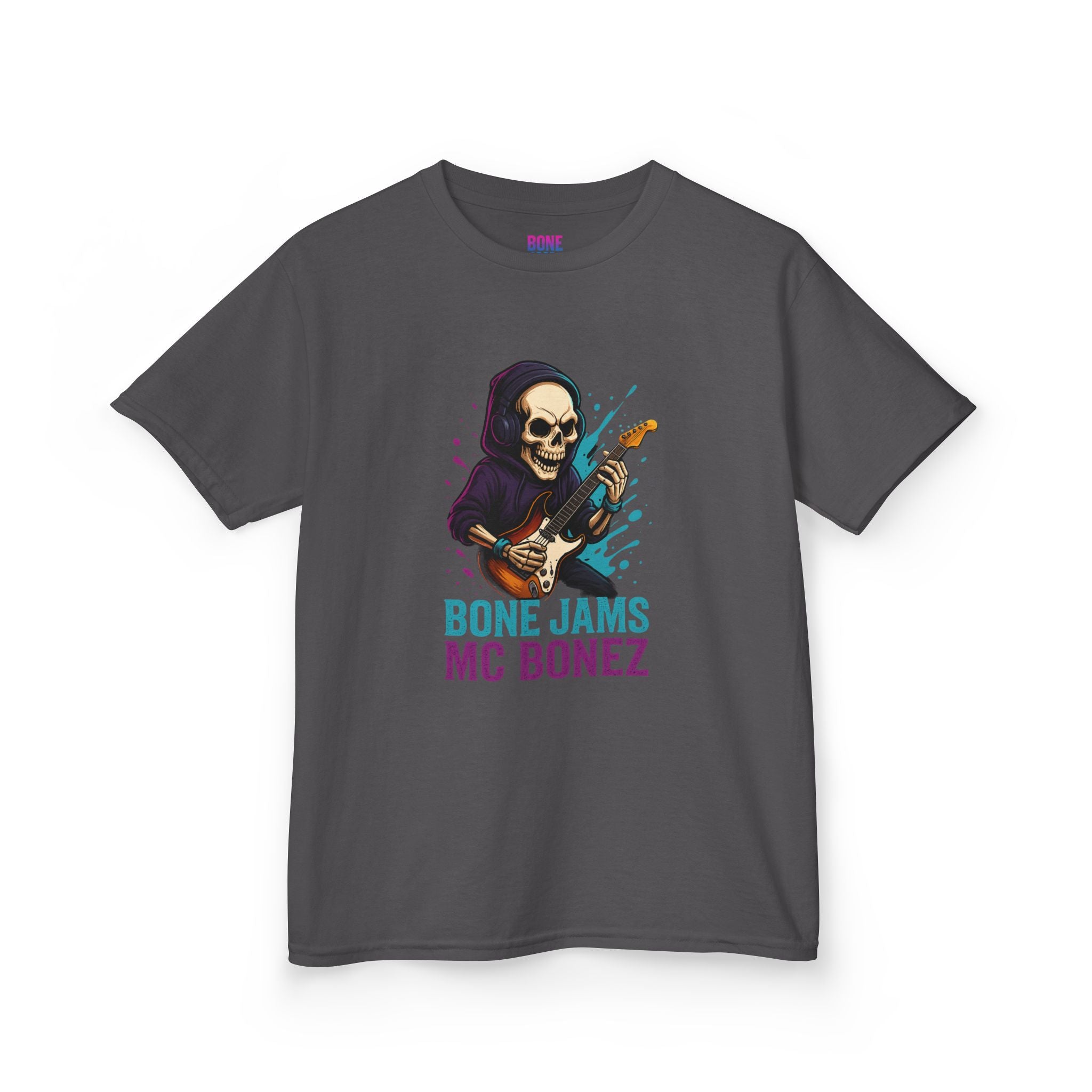 Bone Jams MC Bonez, Kids Tee | Guitar Edition | Cool Graphic Tee, Music Fan Shirt, Unique Gift for Young Musicians
