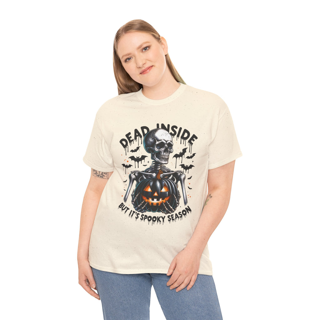 Dead Inside, Spooky Season Tee, Unisex Heavy Cotton T-Shirt, Halloween Shirt, Fun Casual Wear, Graphic Tee, Gift for Halloween Lovers