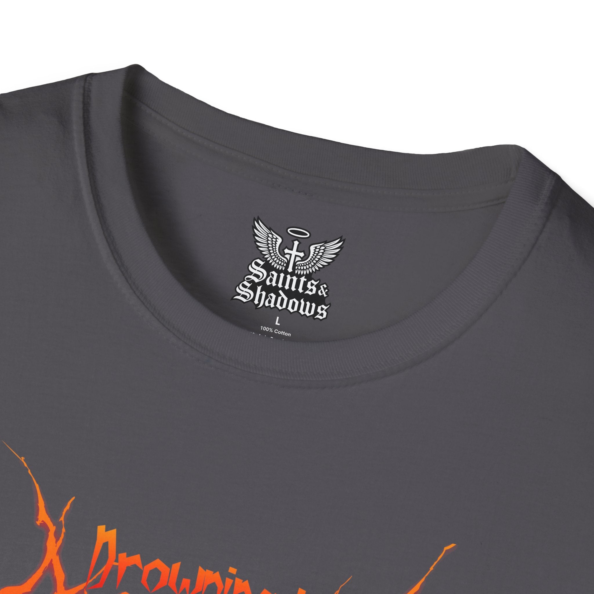 Saints and Shadows -Drowning In Anguish, Angelic Artwork Unisex Softstyle T-Shirt, Casual Wear