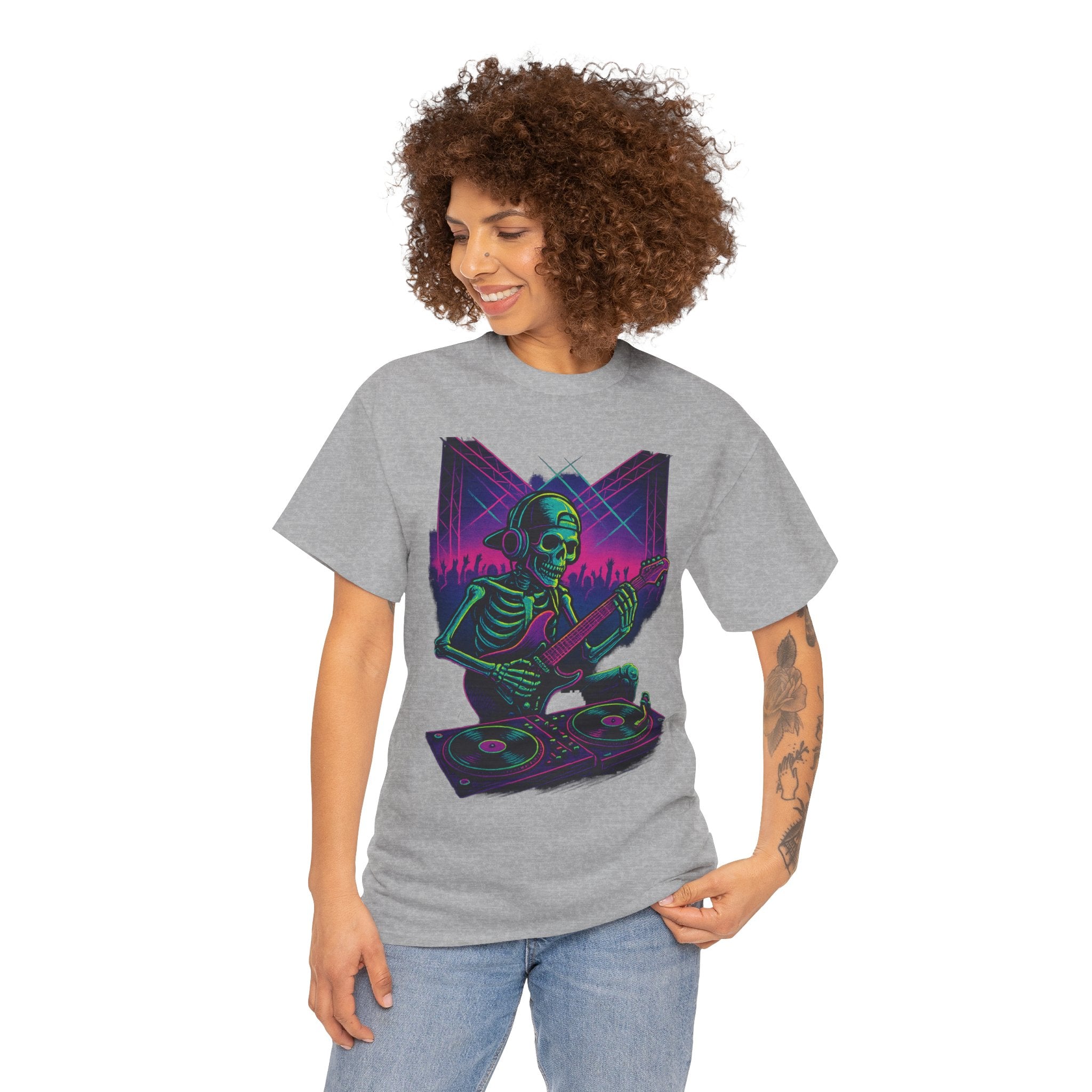 Bone Jams Rockin’ Skeleton, Tee | Loud Enough to Wake the Dead | Unisex Cotton Shirt for Music Lovers, Concerts, Halloween, Gifts