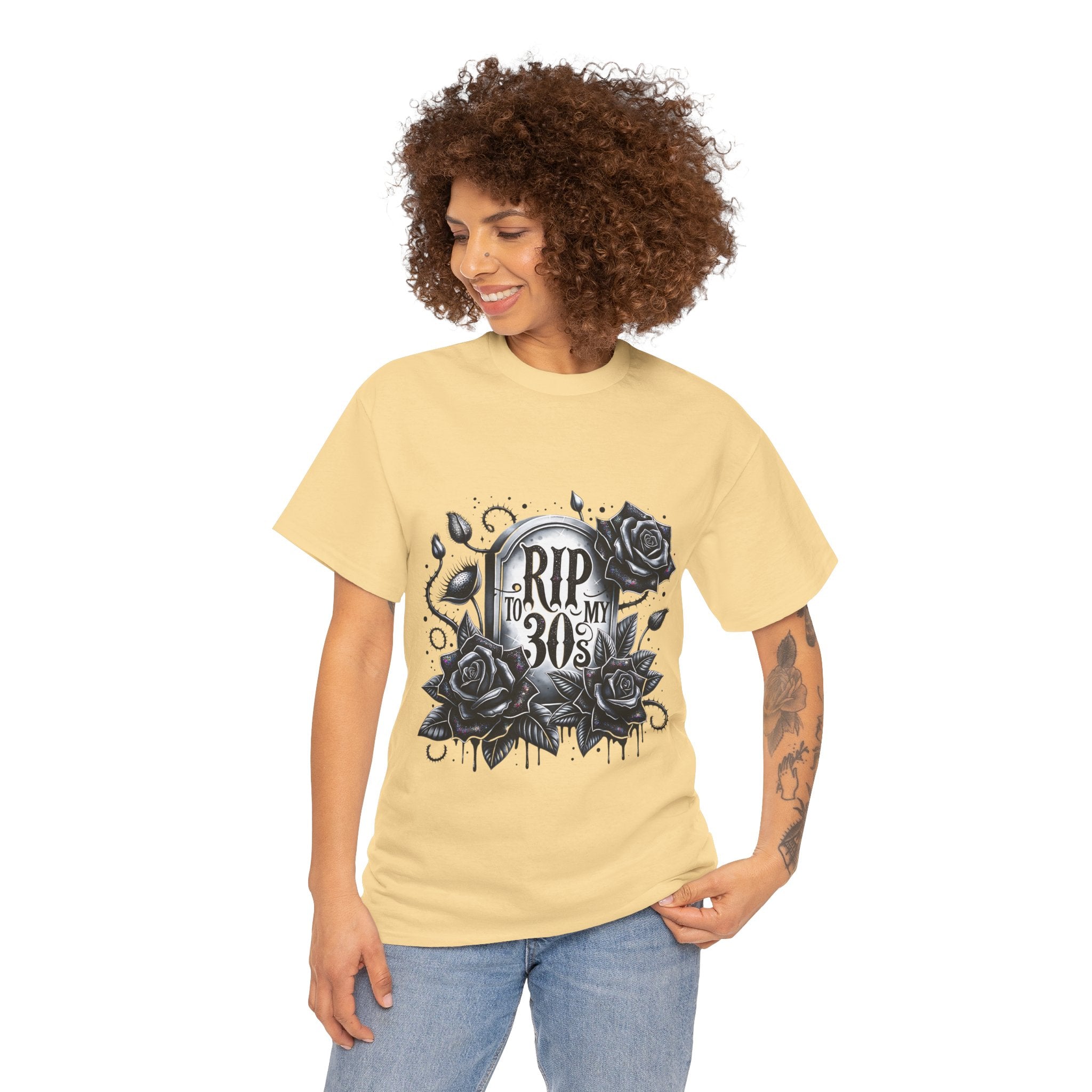 RIP to My 30s, Heavy, Unisex Graphic Shirt, Birthday Gift, Casual Wear, Vintage Style, Floral Design T-shirt
