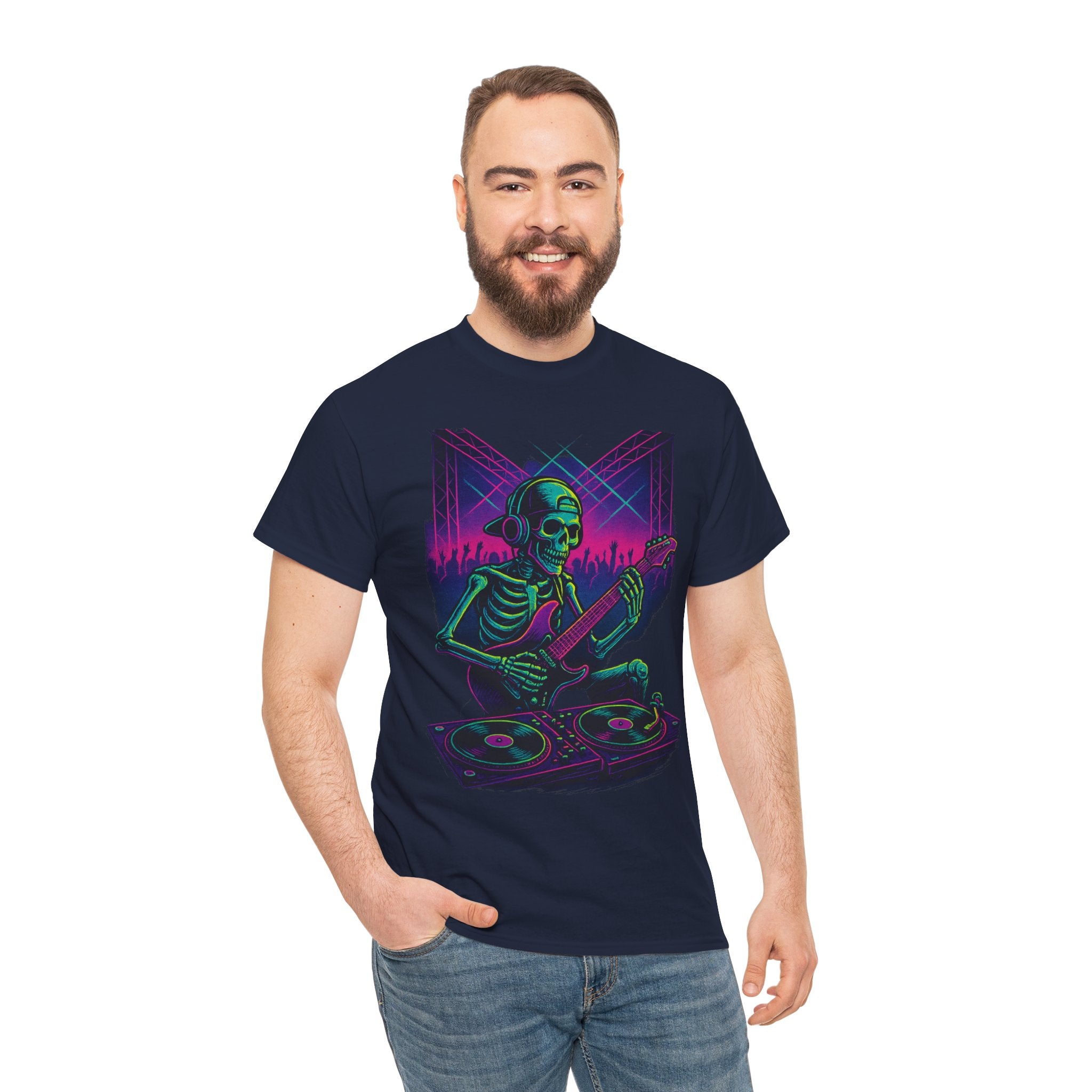 Bone Jams Rockin’ Skeleton, Tee | Loud Enough to Wake the Dead | Unisex Cotton Shirt for Music Lovers, Concerts, Halloween, Gifts