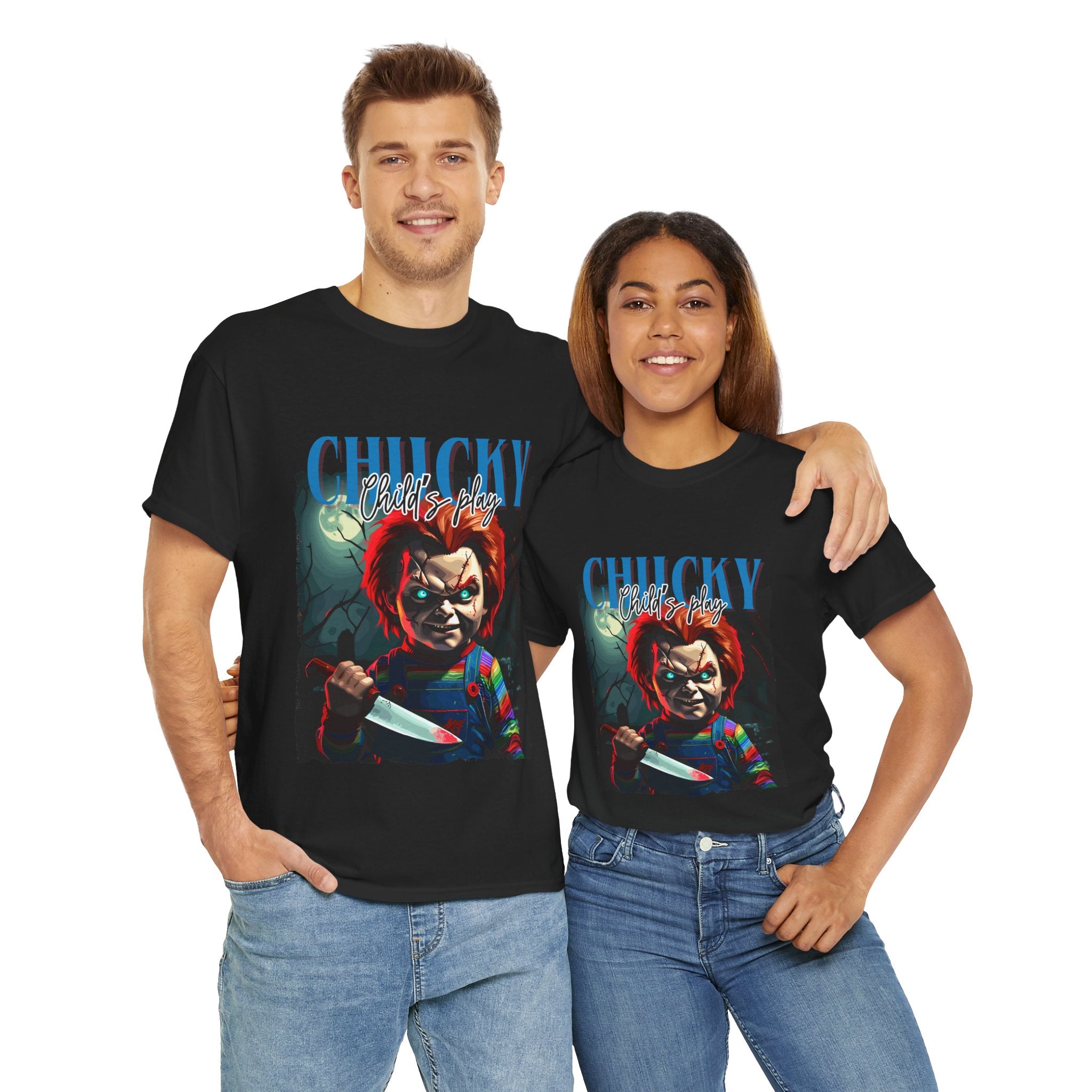 Chucky Horror Graphic Tee, Unisex Cotton Shirt, Halloween Costume, Horror Movie Gift, Spooky T-Shirt, Horror Fan Apparel
