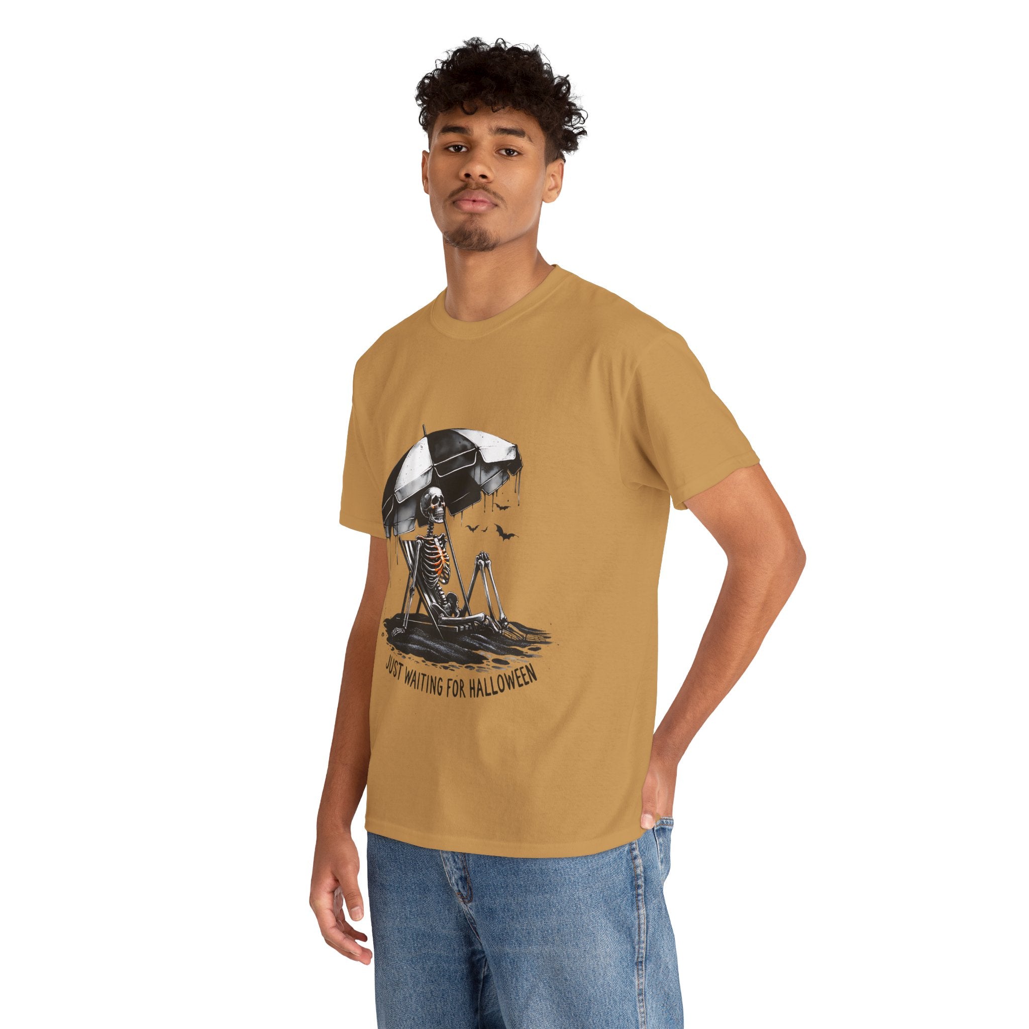 Just Waiting for Halloween, Heavy, Unisex Graphic Shirt, Birthday Gift, Casual Wear, Vintage Style, Floral Design T-shirt