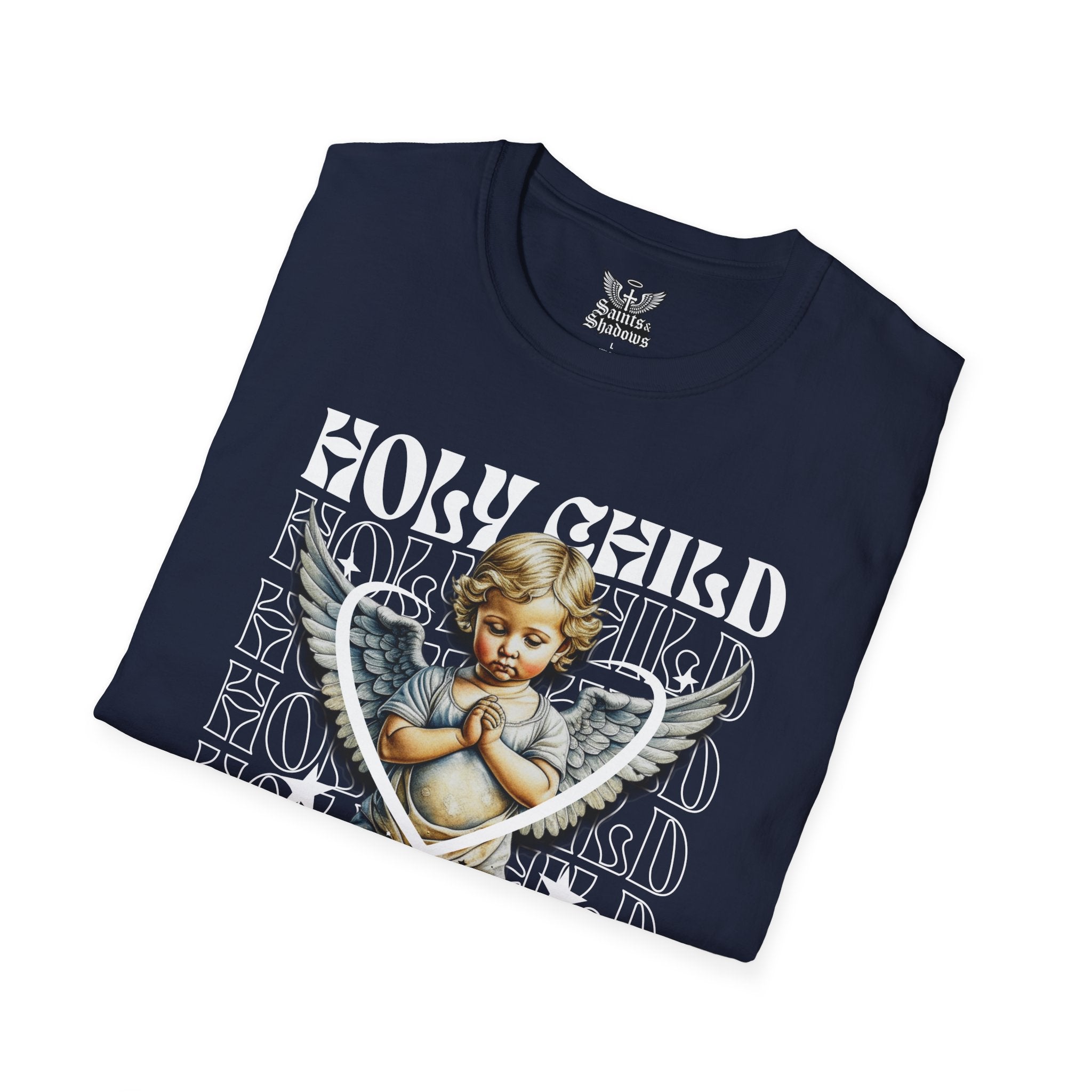 Saints and Shadows - Holy Child, Angelic Artwork Unisex Softstyle T-Shirt, Casual Wear