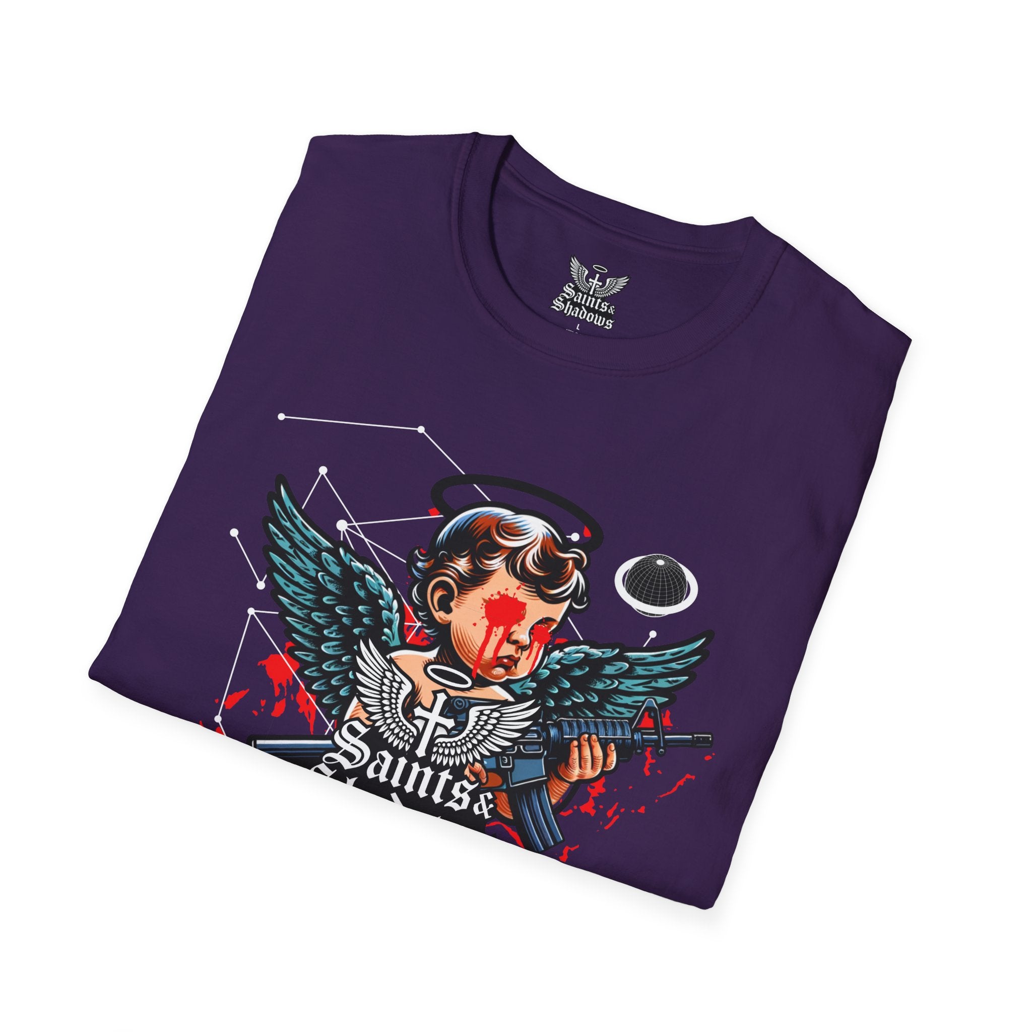 Saints and Shadows - Rebirth, Angelic Artwork Unisex Softstyle T-Shirt, Casual Wear